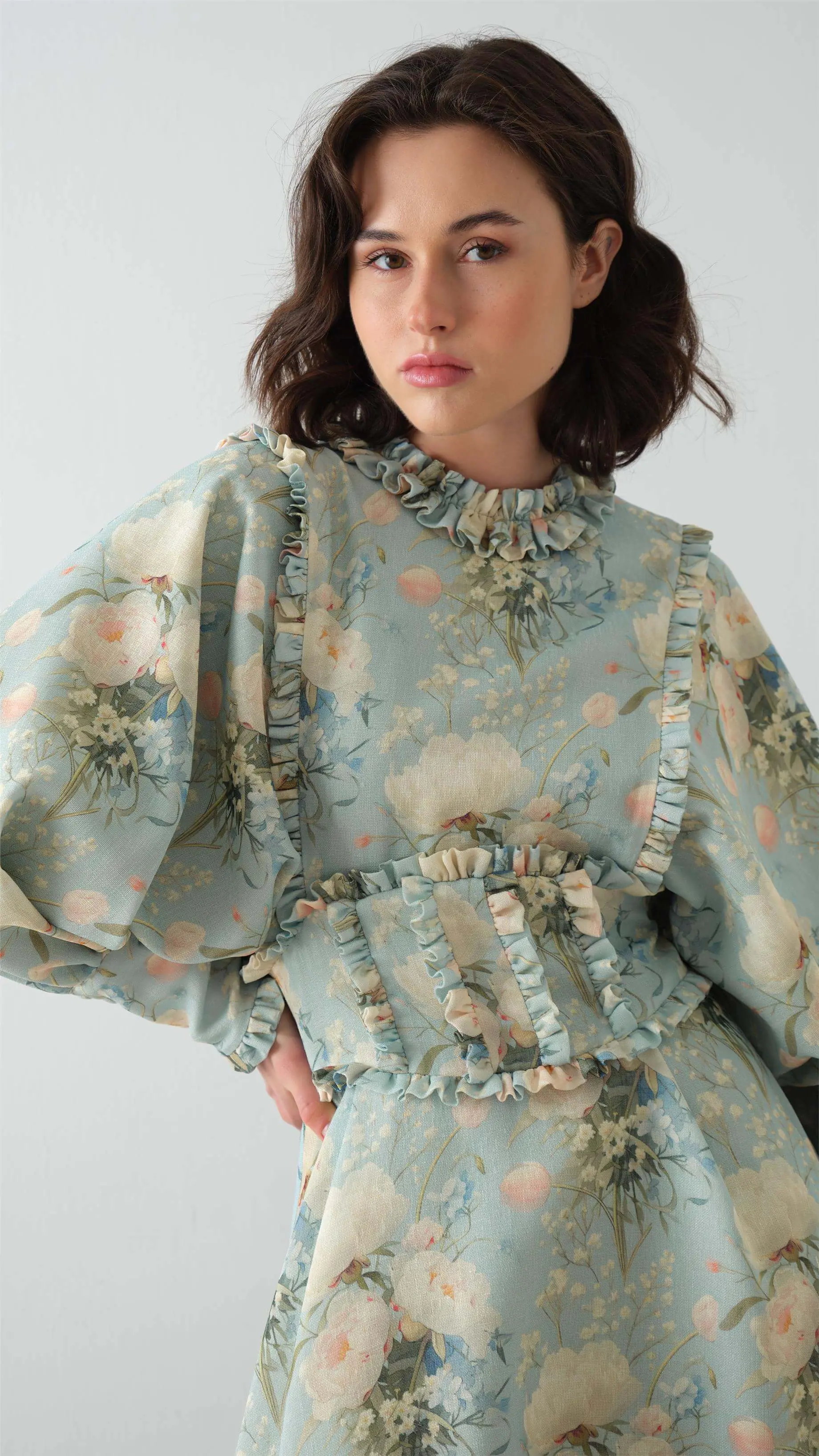 Corset Detail Floral Dress – Mint, photo 3