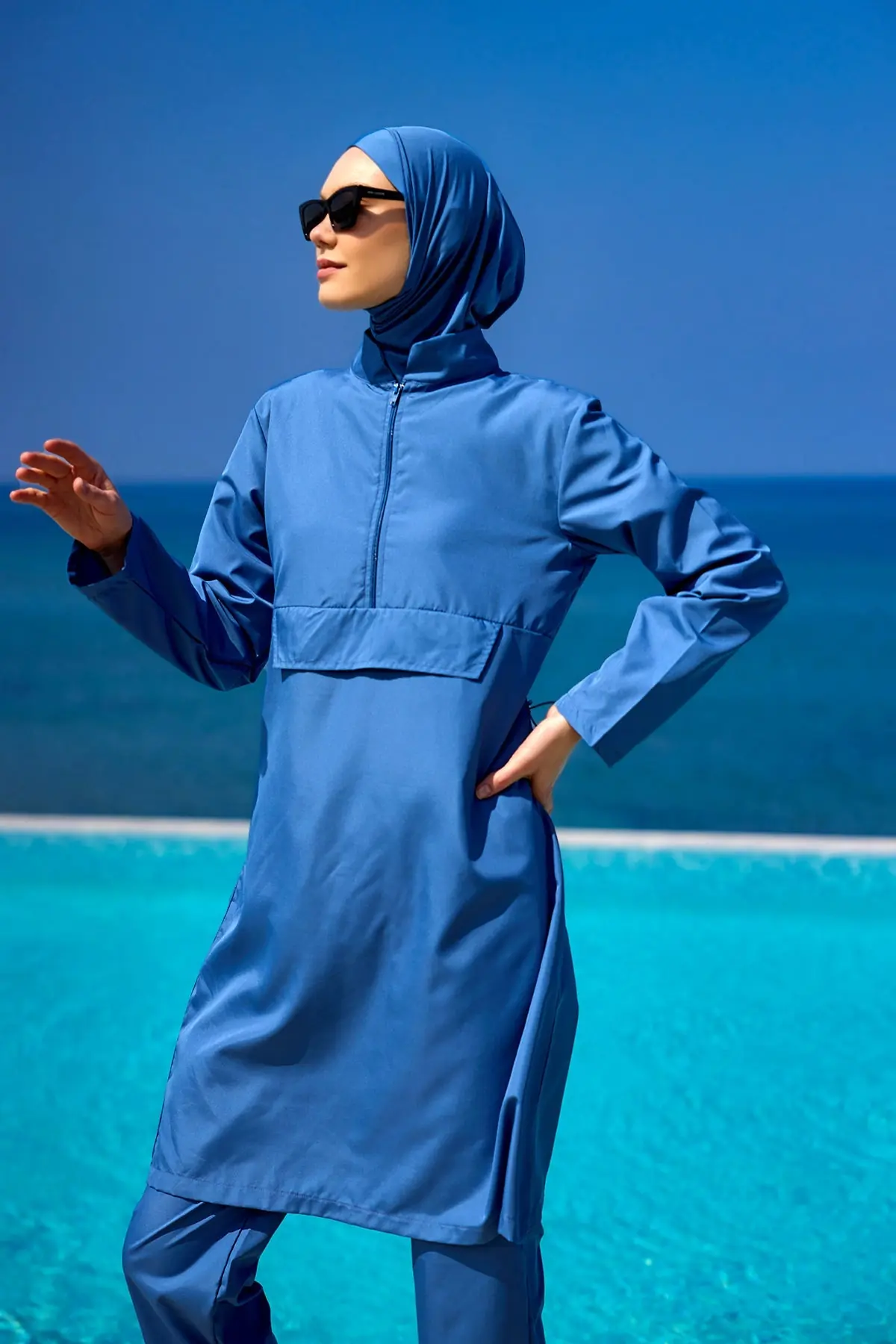 Andalus Indigo Full Coverage Burkini Set for Women A2503-6
