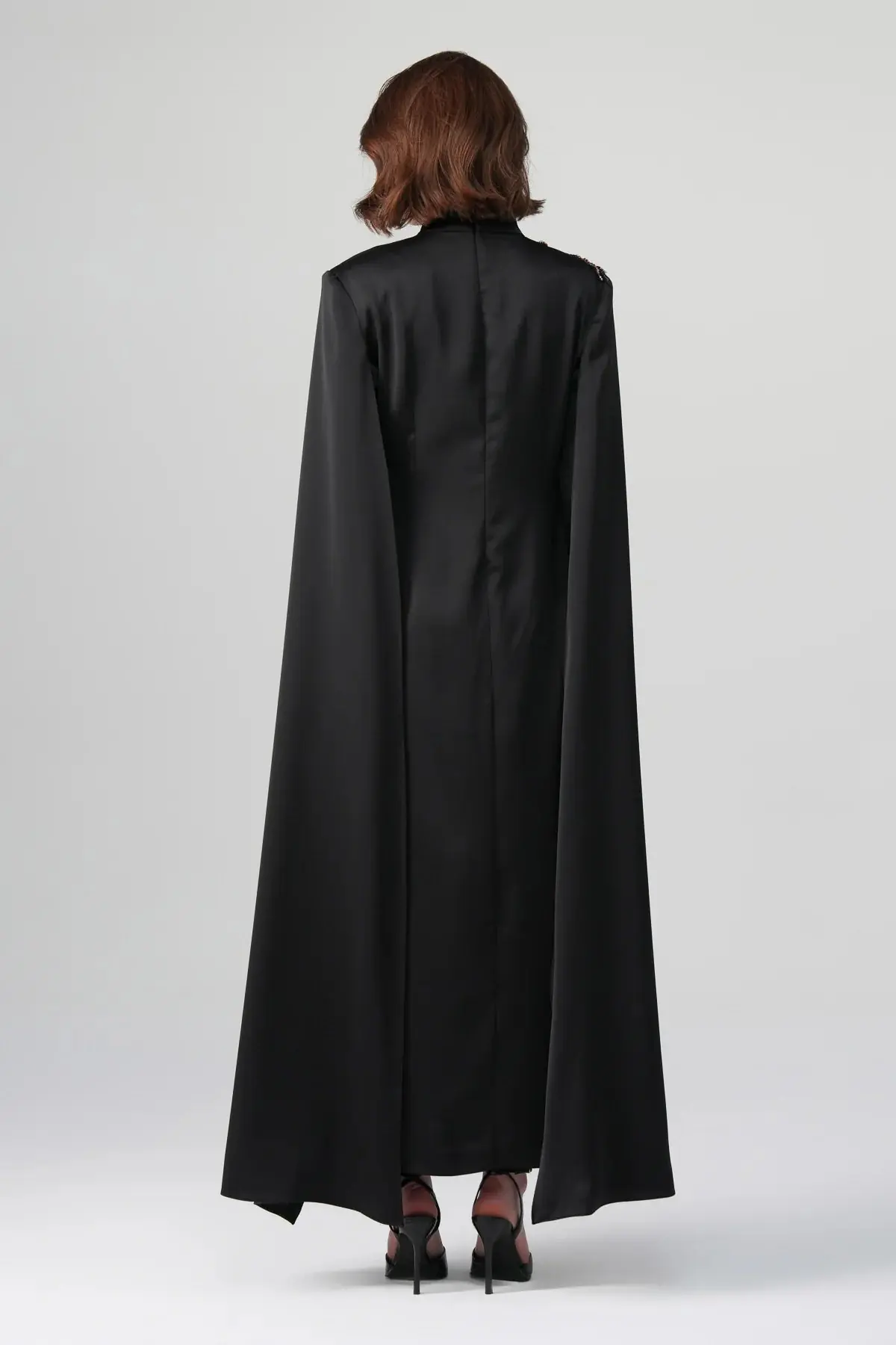 Zafira Embroidered Double-Sleeve Dress – Black, photo 8