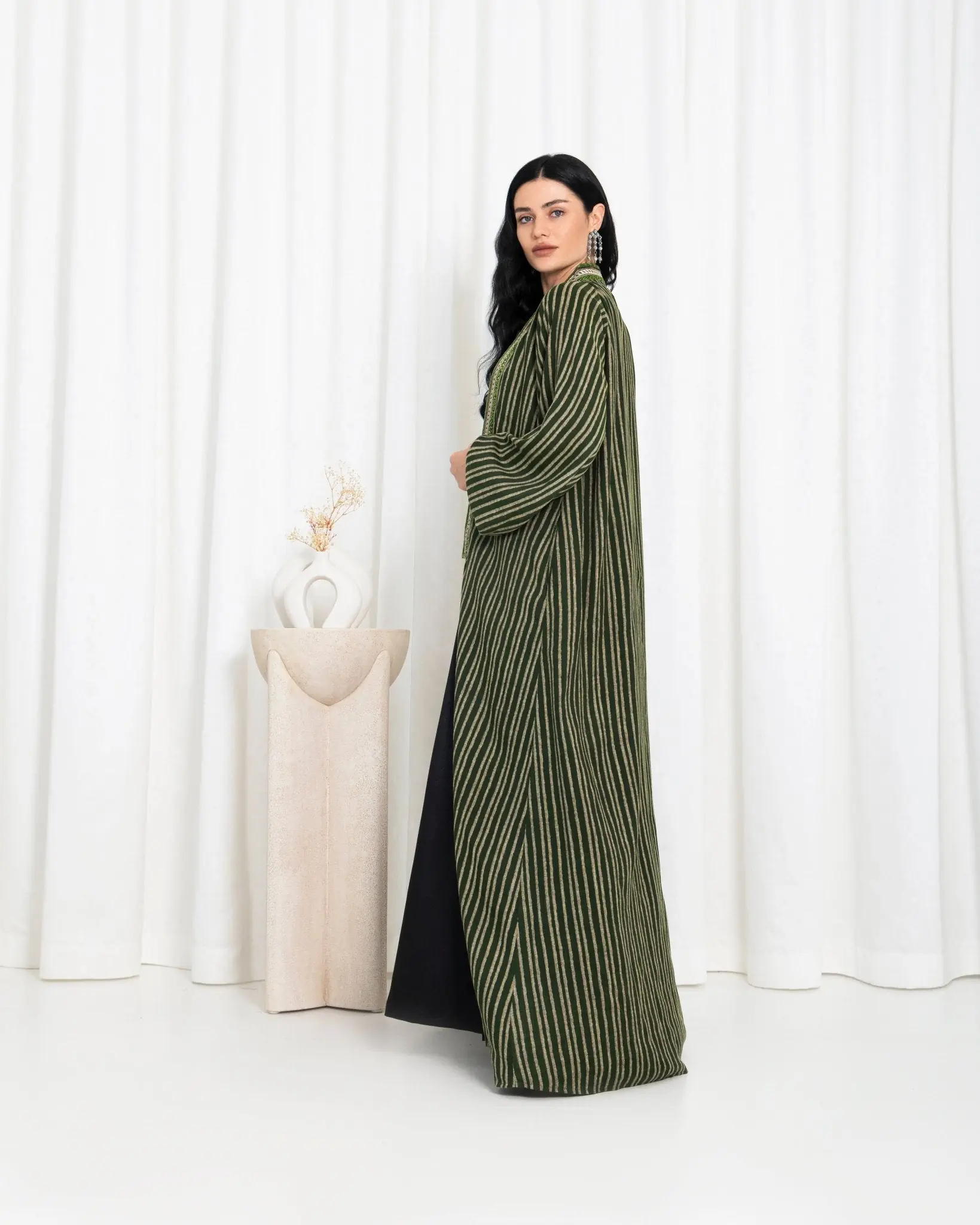 Green  Stripe Kimono Abaya, photo 3