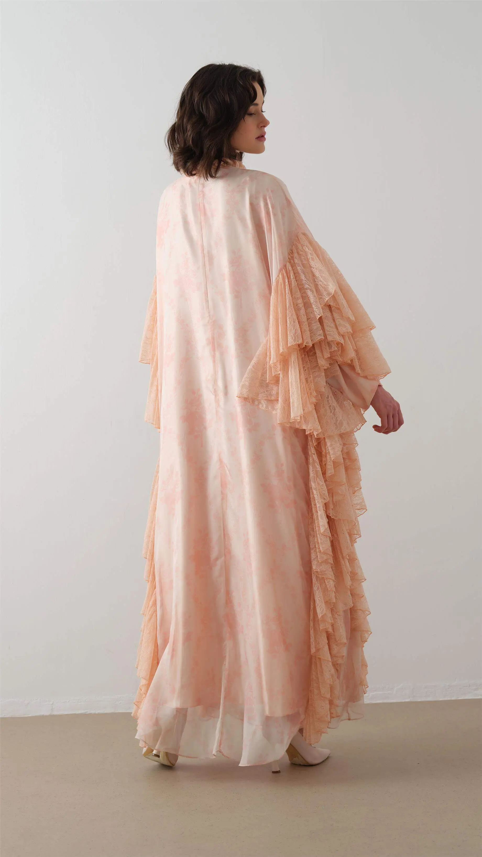 Lace Ruffle Kaftan Dress – Blush, photo 5