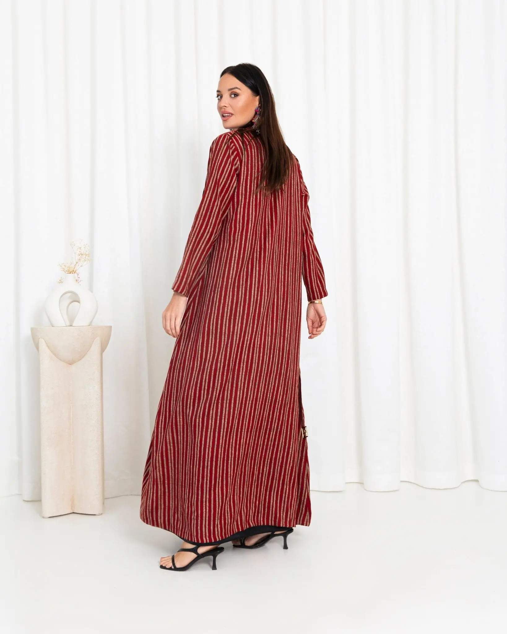 Maroon Stripe Jacket Abaya, photo 6