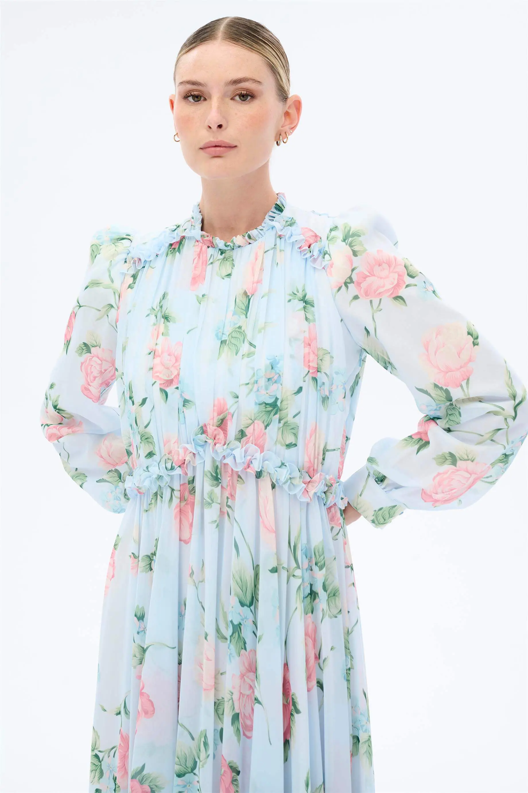 Ruffle-Detail Floral Dress – Blue, photo 6