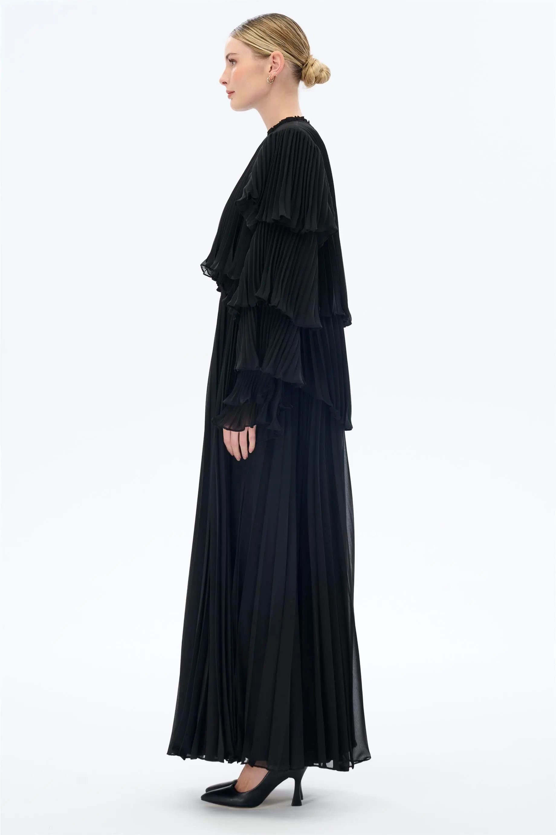 Pleated Layered Dress Set – Black, photo 3