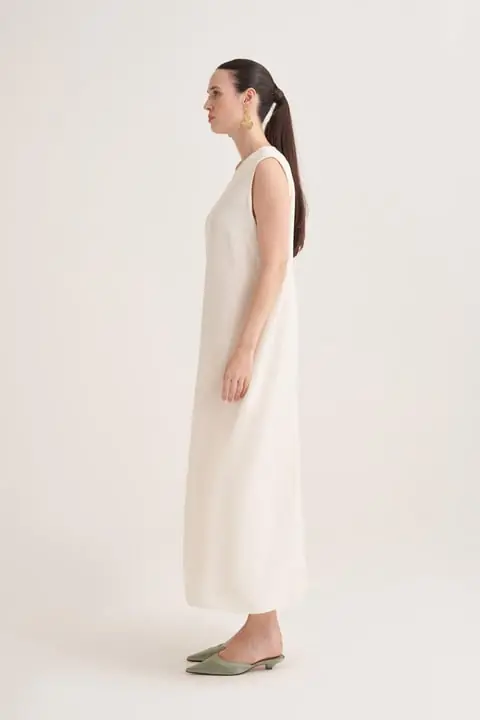 Lina Sleeveless Maxi Dress – Cream, photo 3