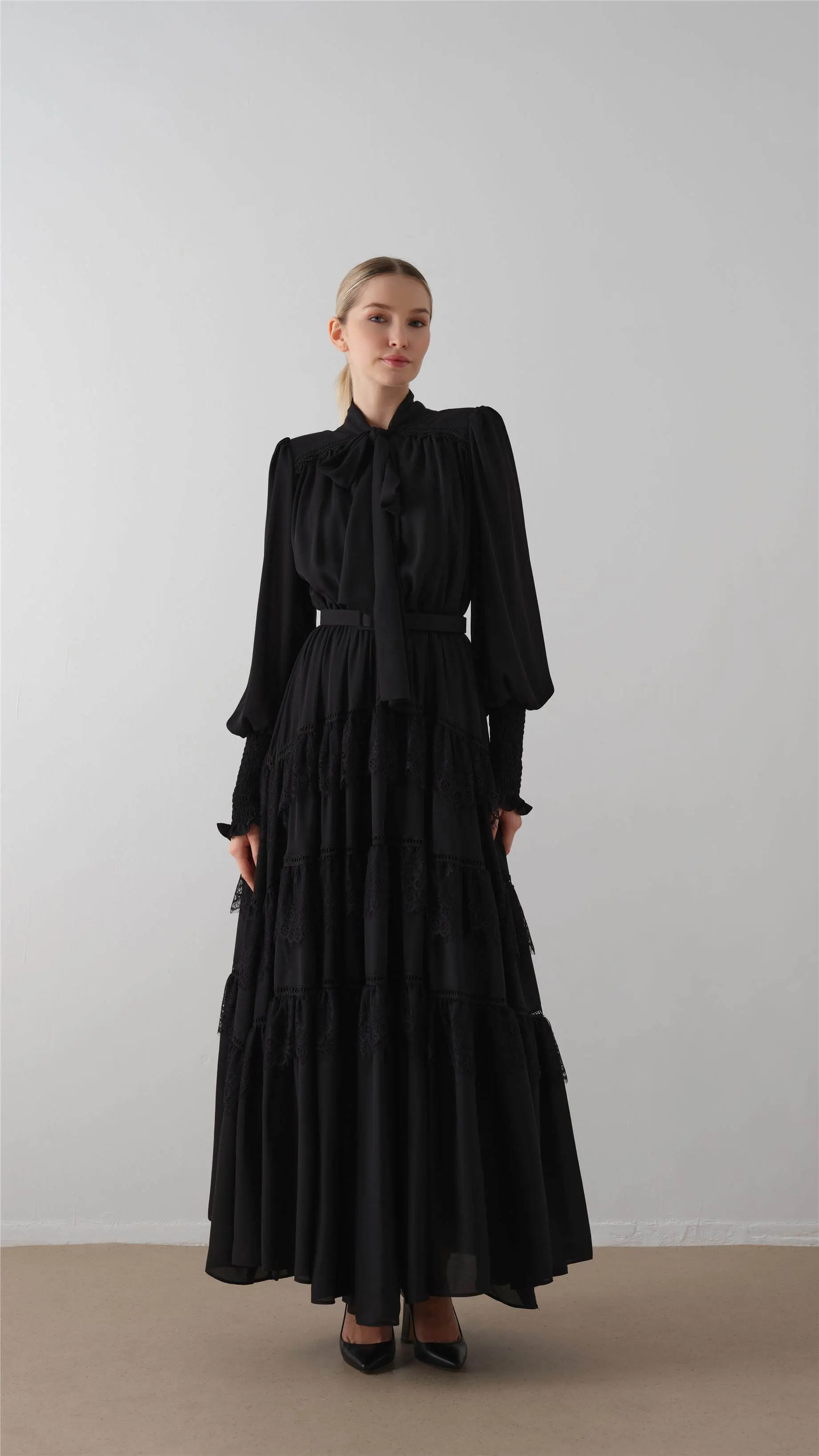 Tiered Ruffle Maxi Dress – Black