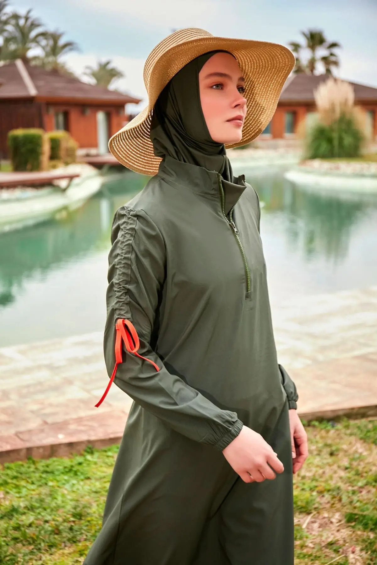 Woven Khaki Burkini Modest Swimwear M2432, photo 3