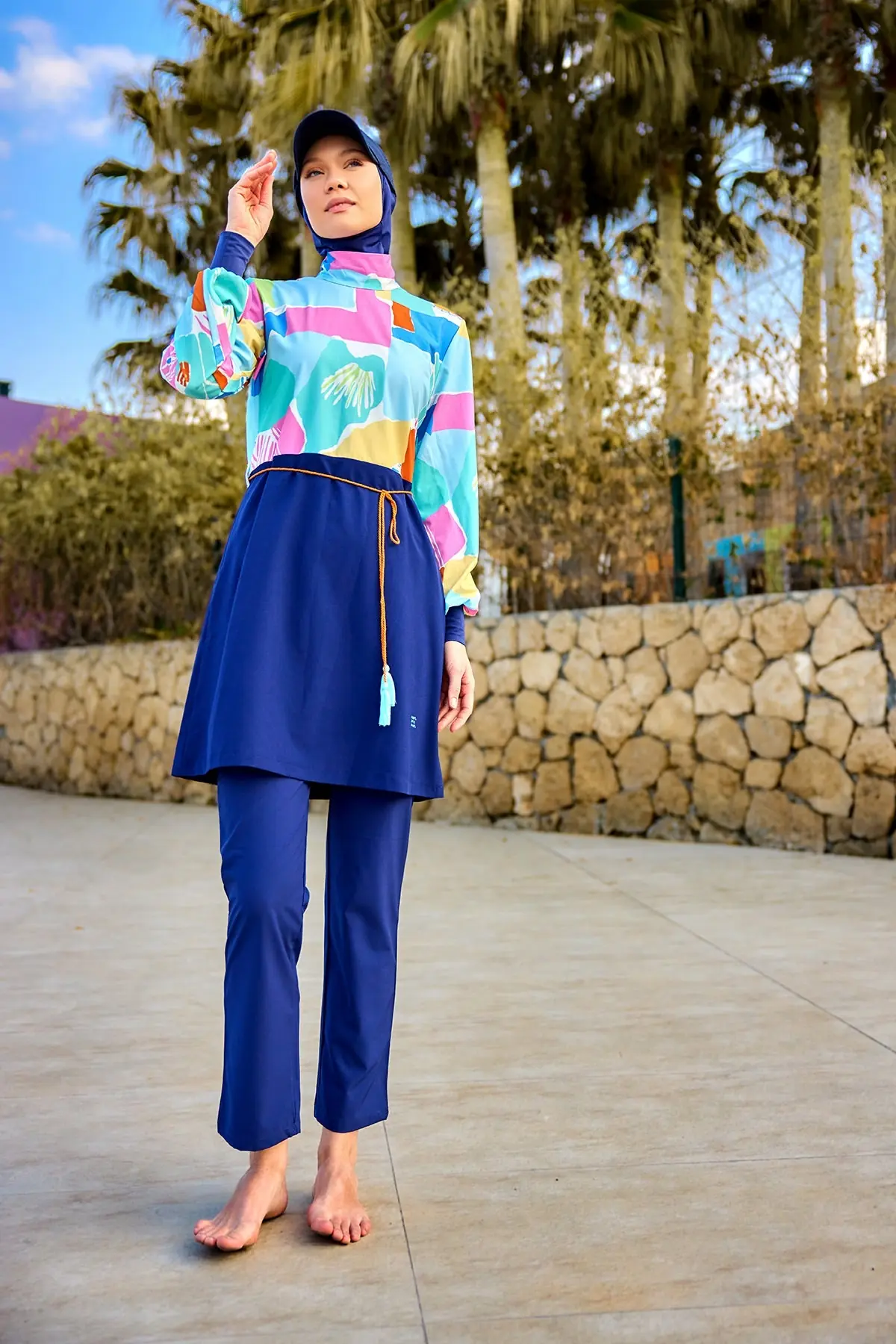 Navy Blue Full Coverage Islamic Swimwear Burkini Set M2511, photo 2