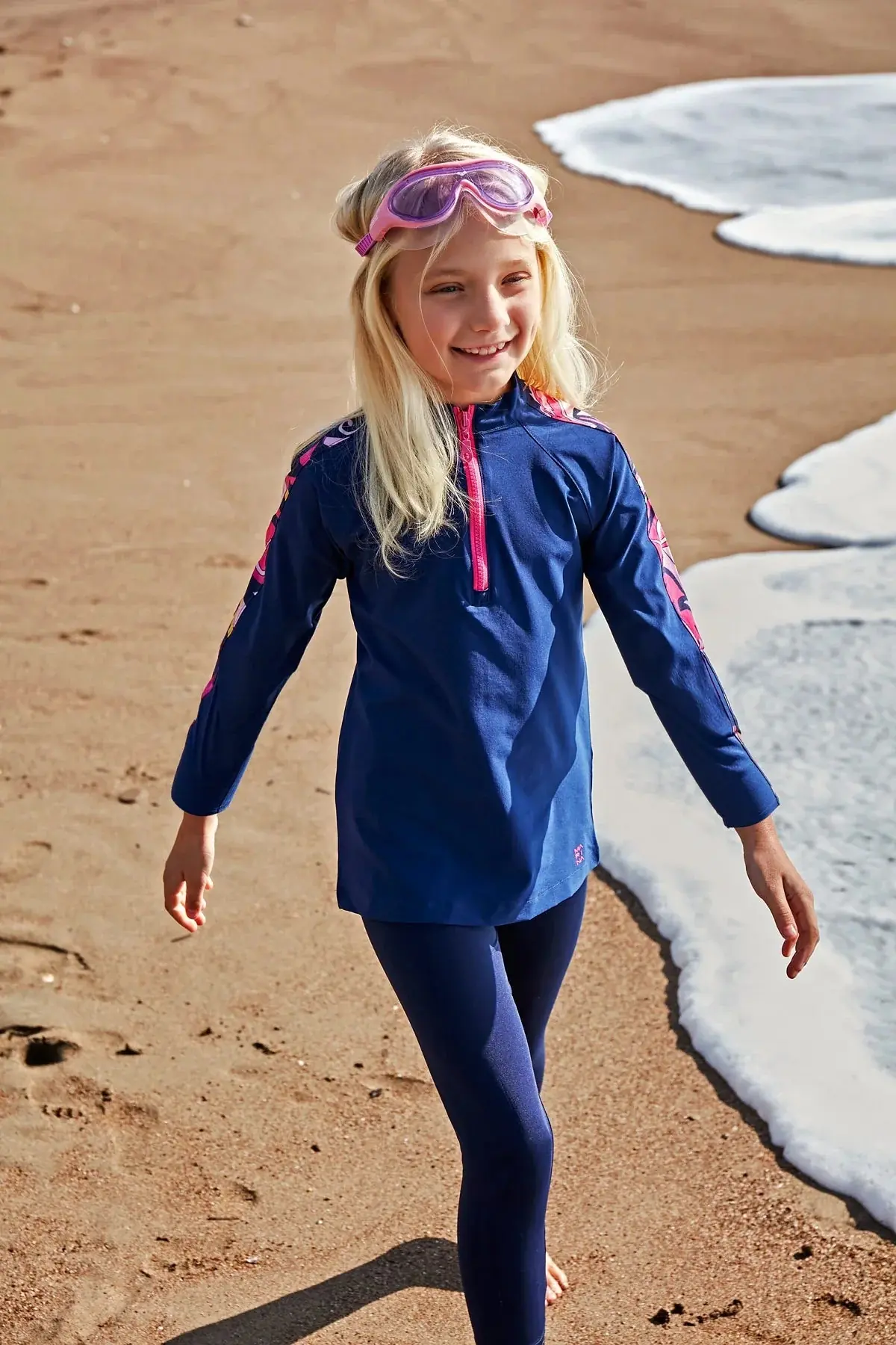 Marina Parachute Girls Modest Swimsuit - Colorful/Navy Blue - K2402, photo 4