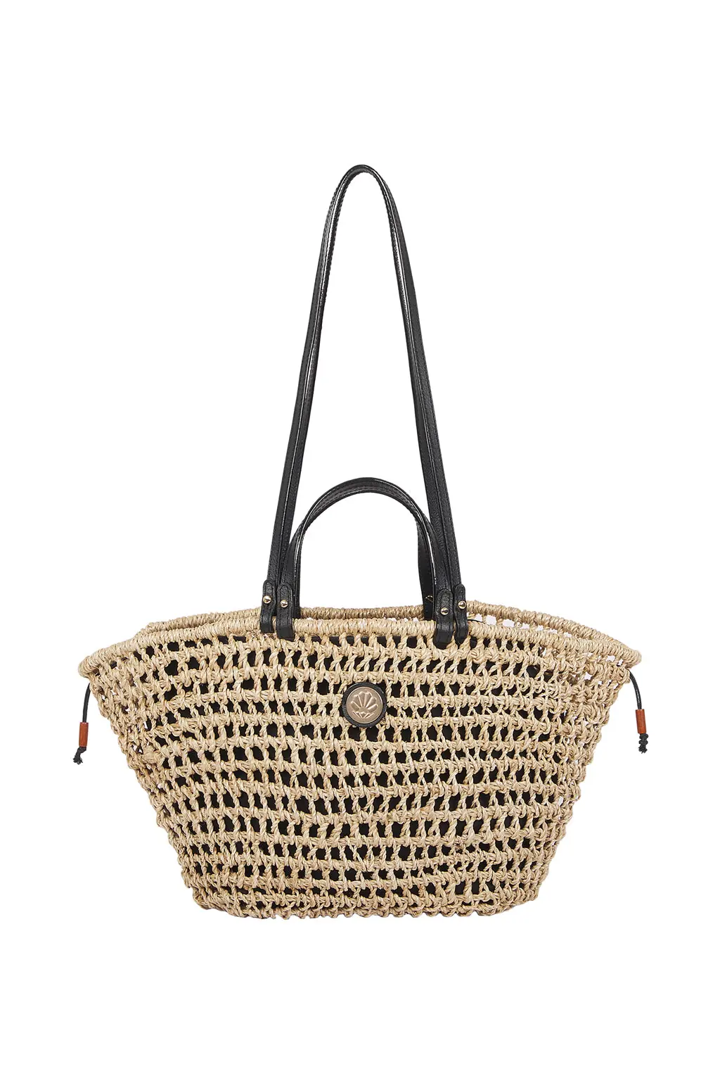 Abaca Woven Medium Tote Bag – Natural/Black