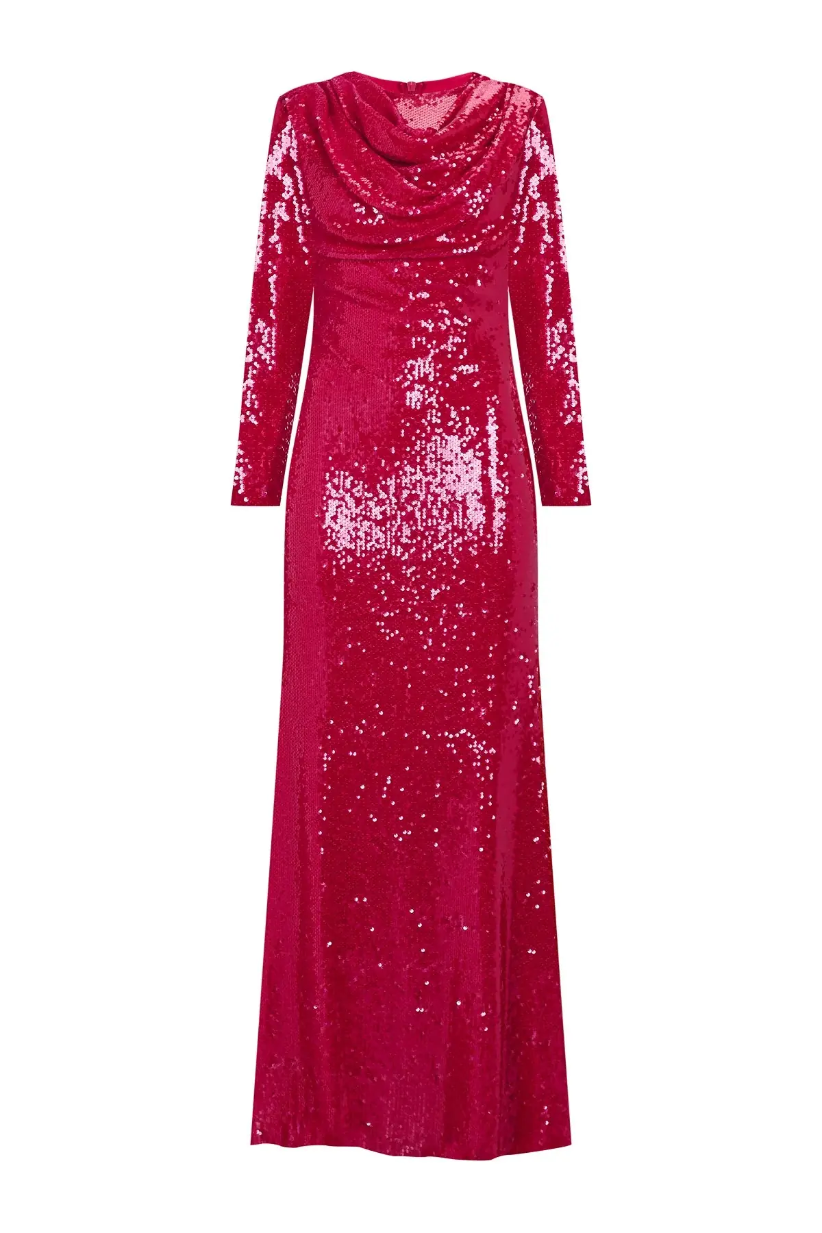 Draped Sequin Evening Dress – Pink