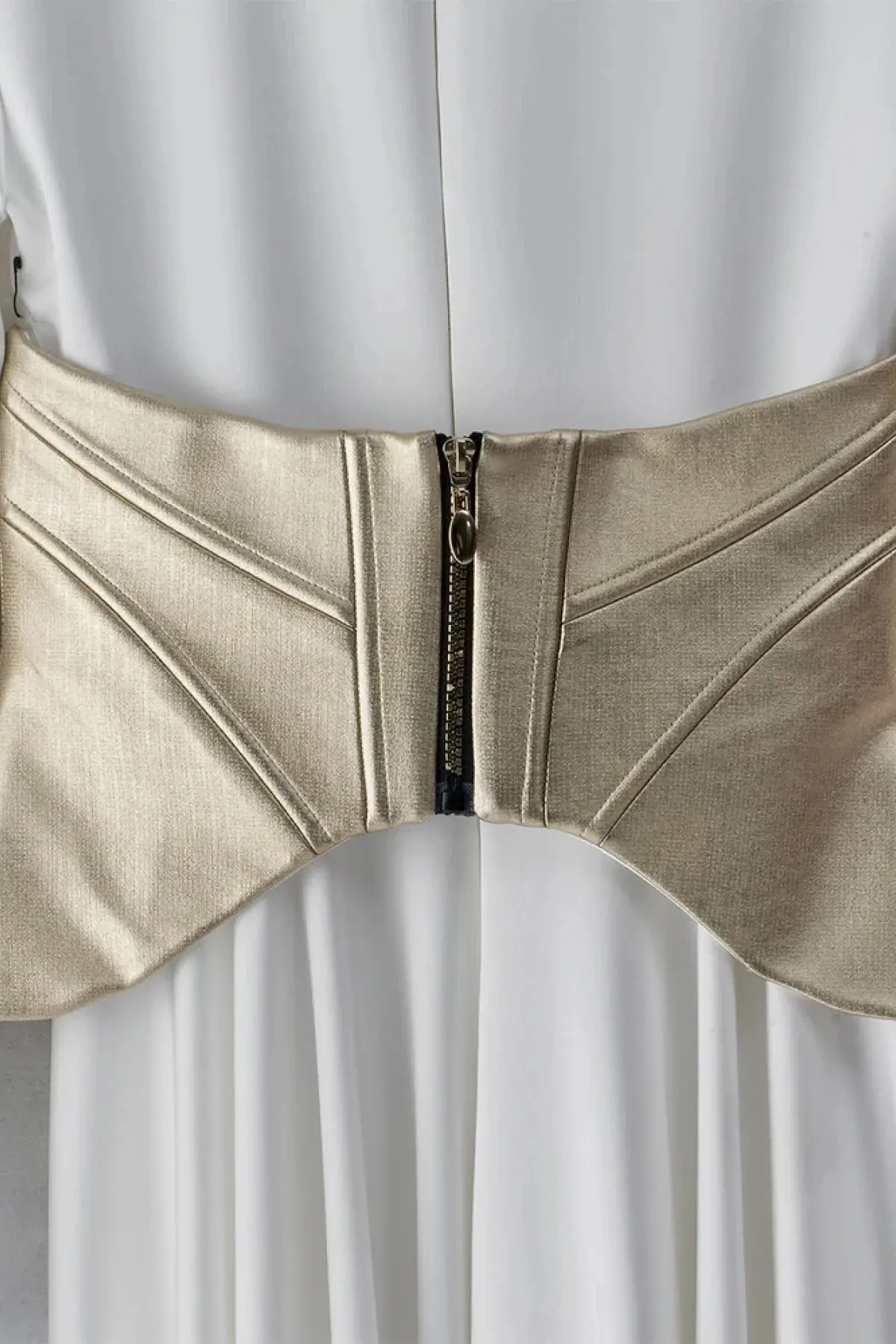 Satin Gown with Metallic Corset – White, photo 3