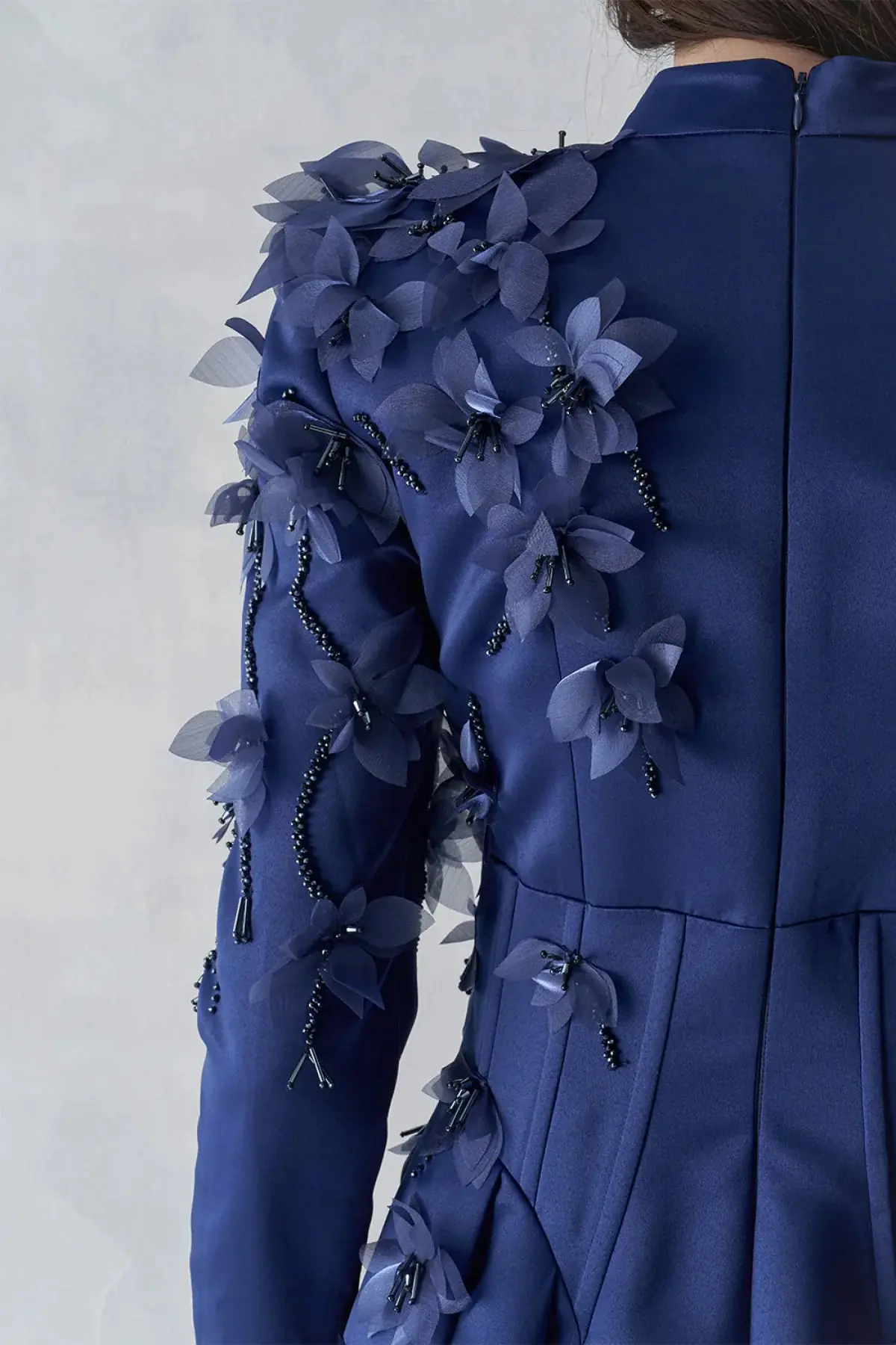 3D Floral Corset-Detail Evening Gown – Navy, photo 2