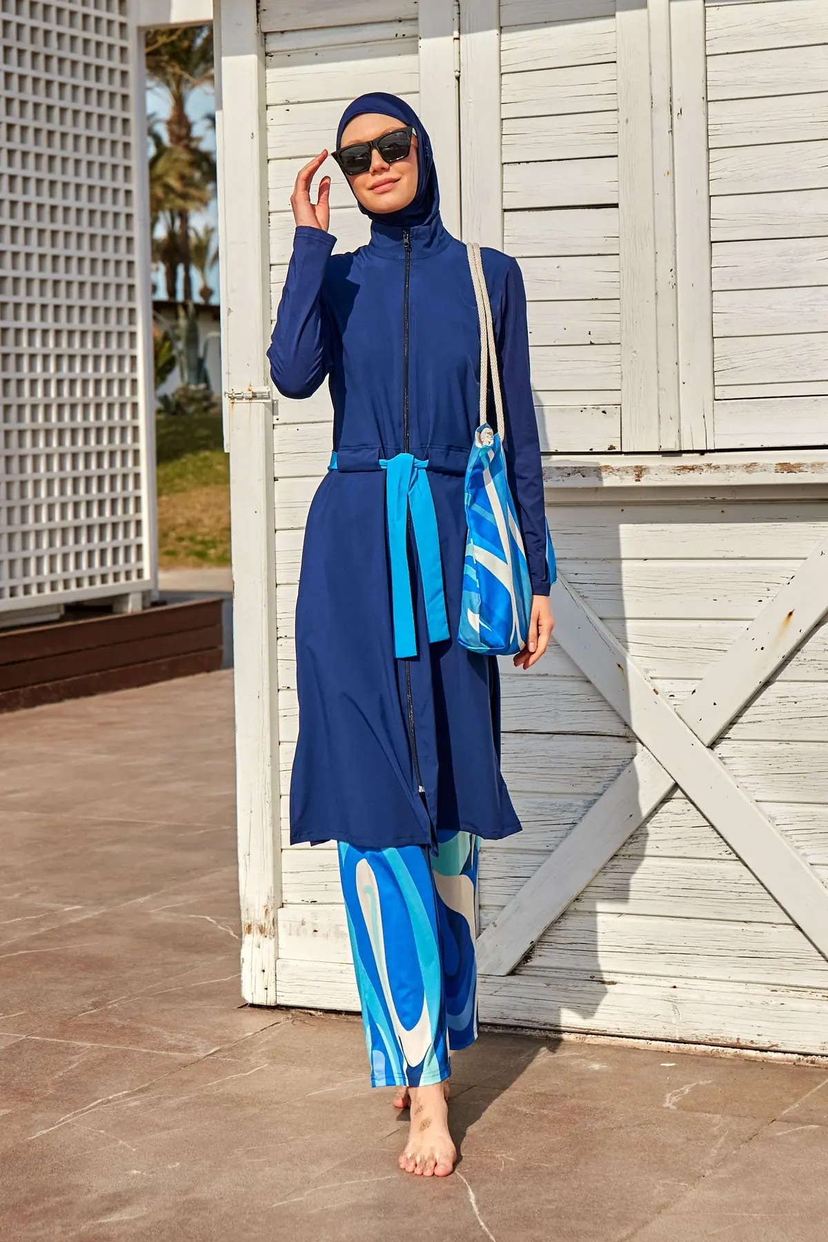 Woven Navy Burkini Modest Swimwear M2428