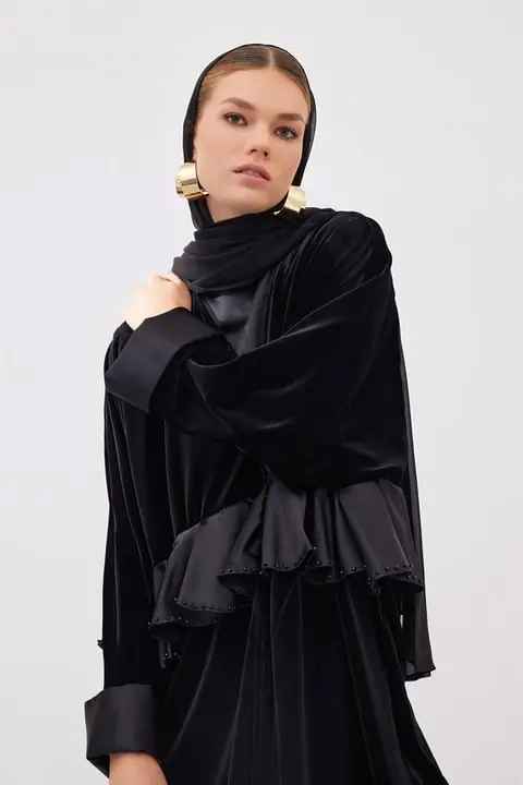 Velvet Rania Abaya - Black, photo 3