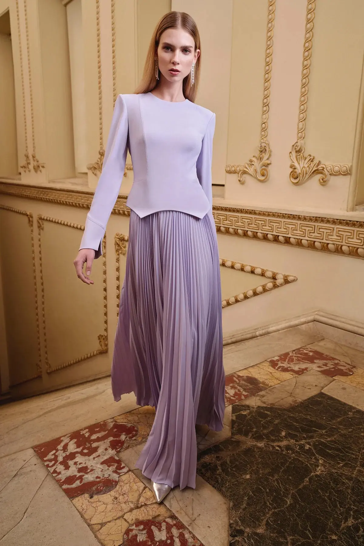 Pleated Evening Dress – Lilac, photo 3