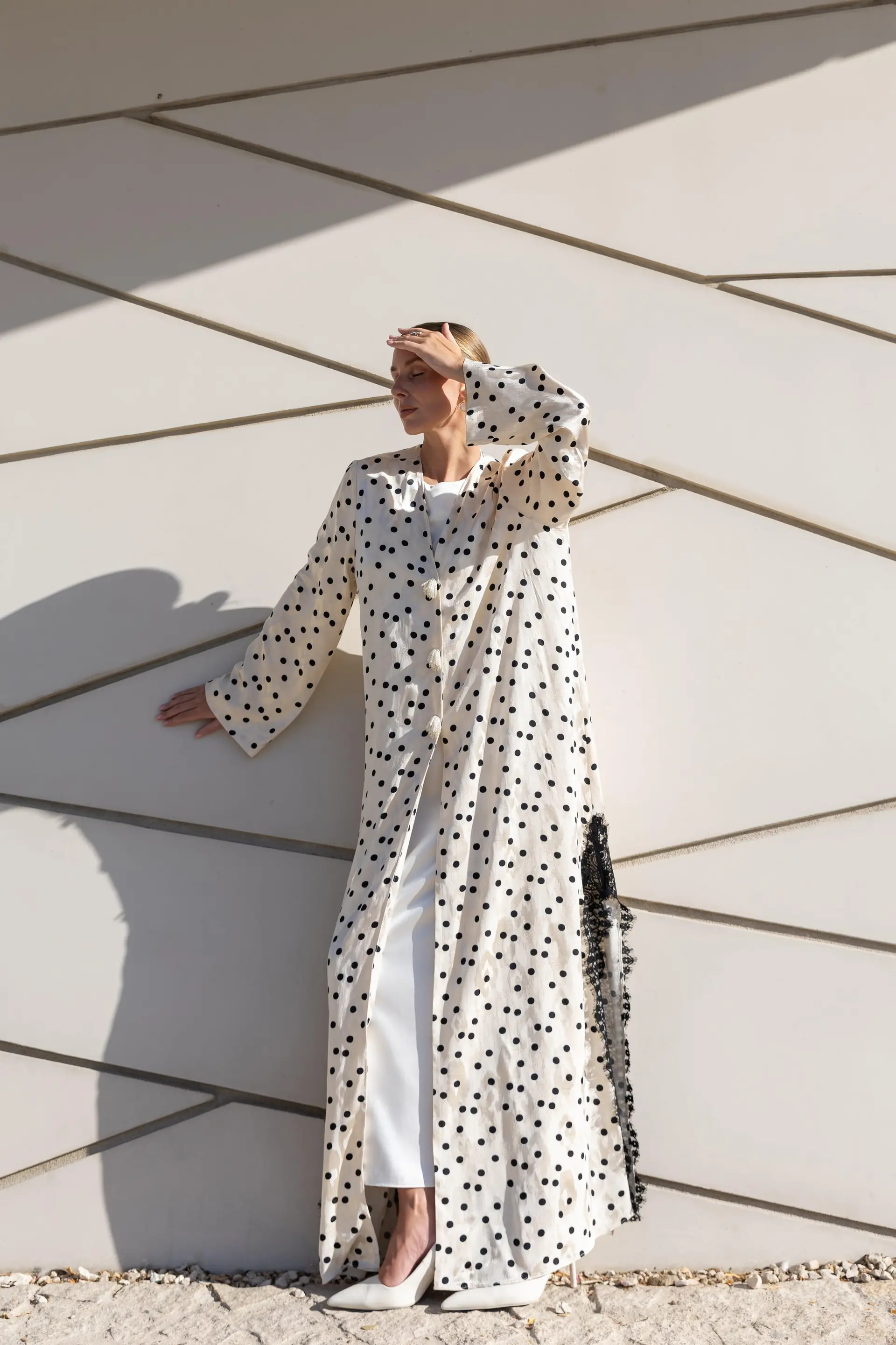 Polka Dot Abaya – White, photo 4