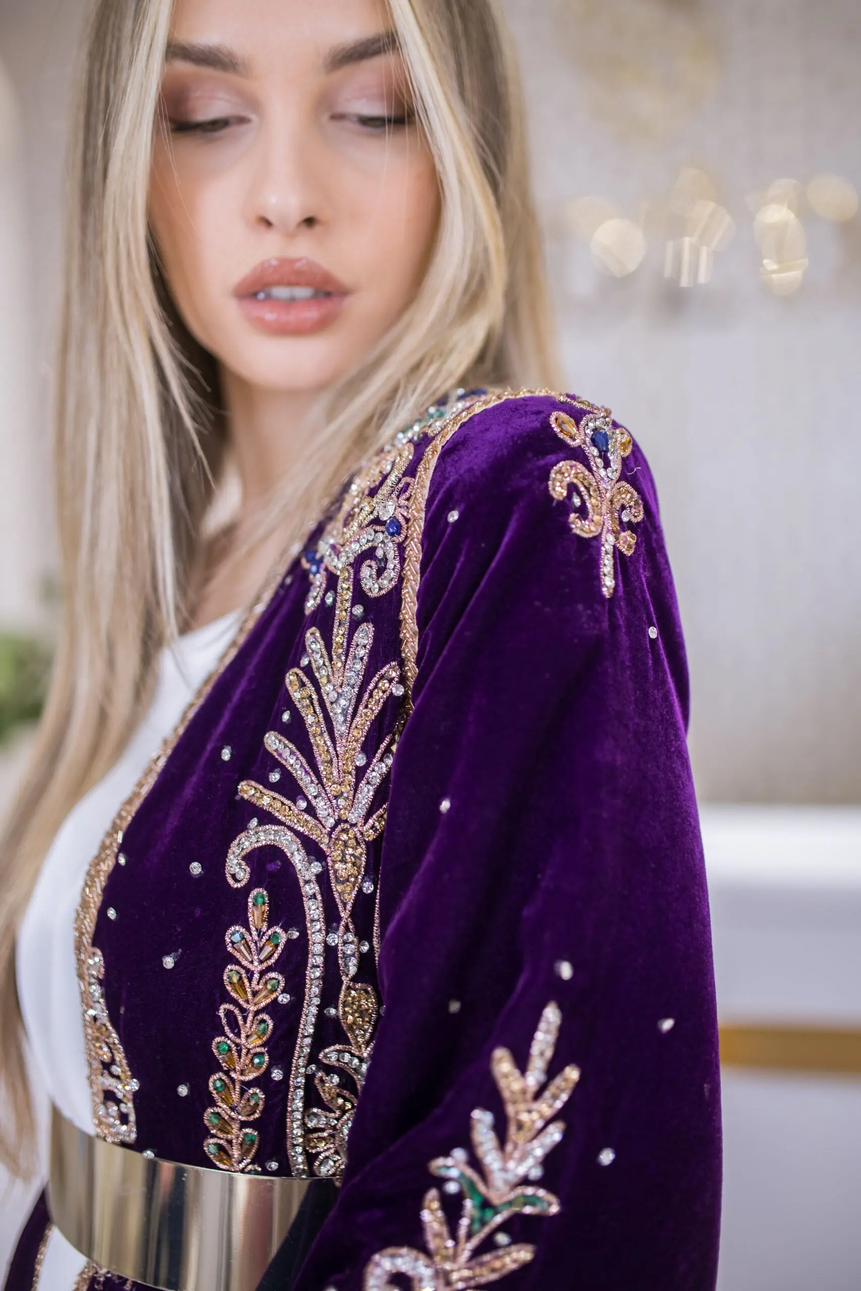 Nebula Silk Velvet Kaftan – Purple, photo 2