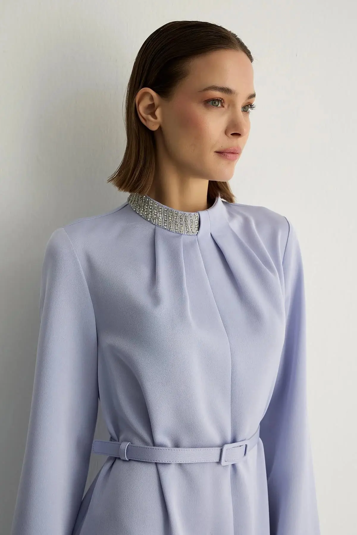 Lotus Embellished Collar Dress – Lavender, photo 2