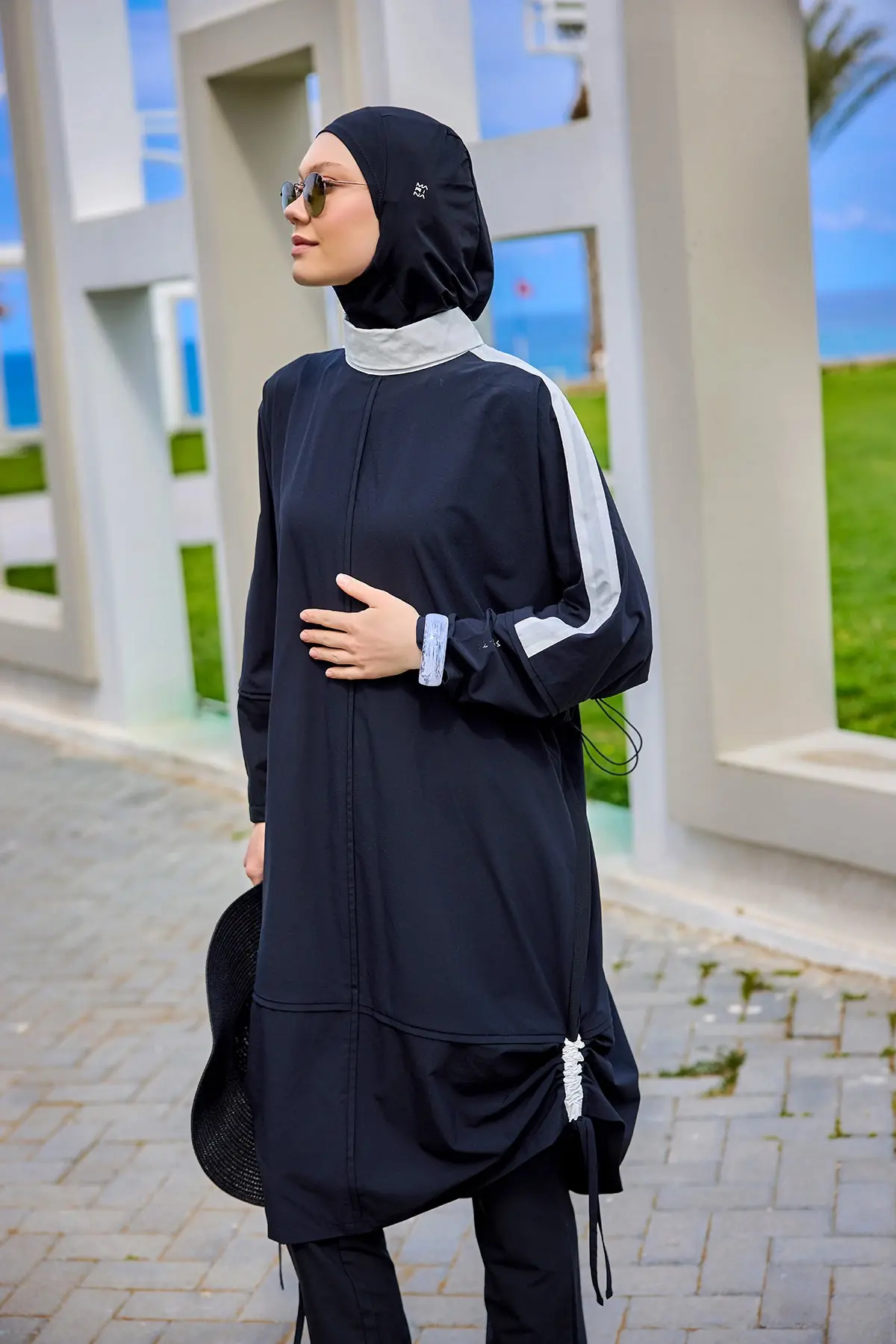 Black Full Coverage Modest Swimwear Burkini Set M2521-3, photo 5