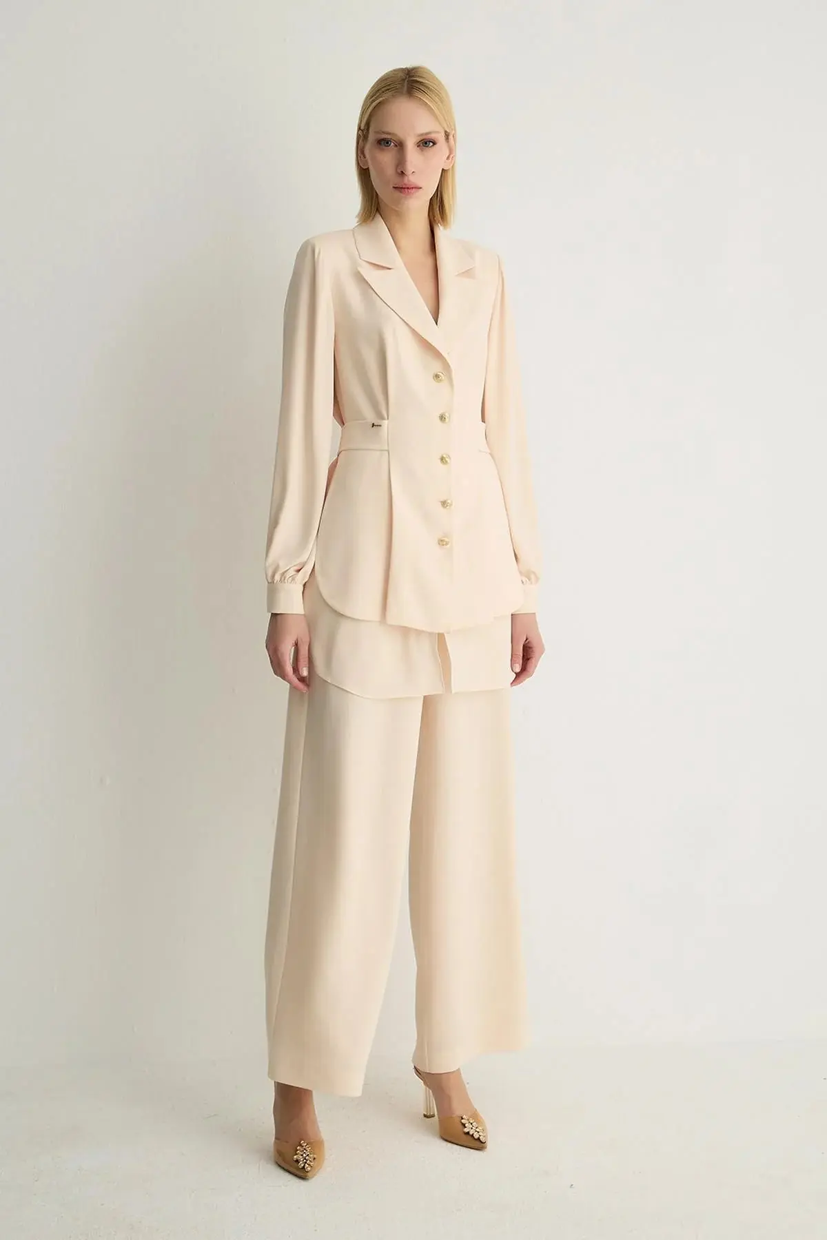 Freja Tailored Button-Front Jacket – Powder