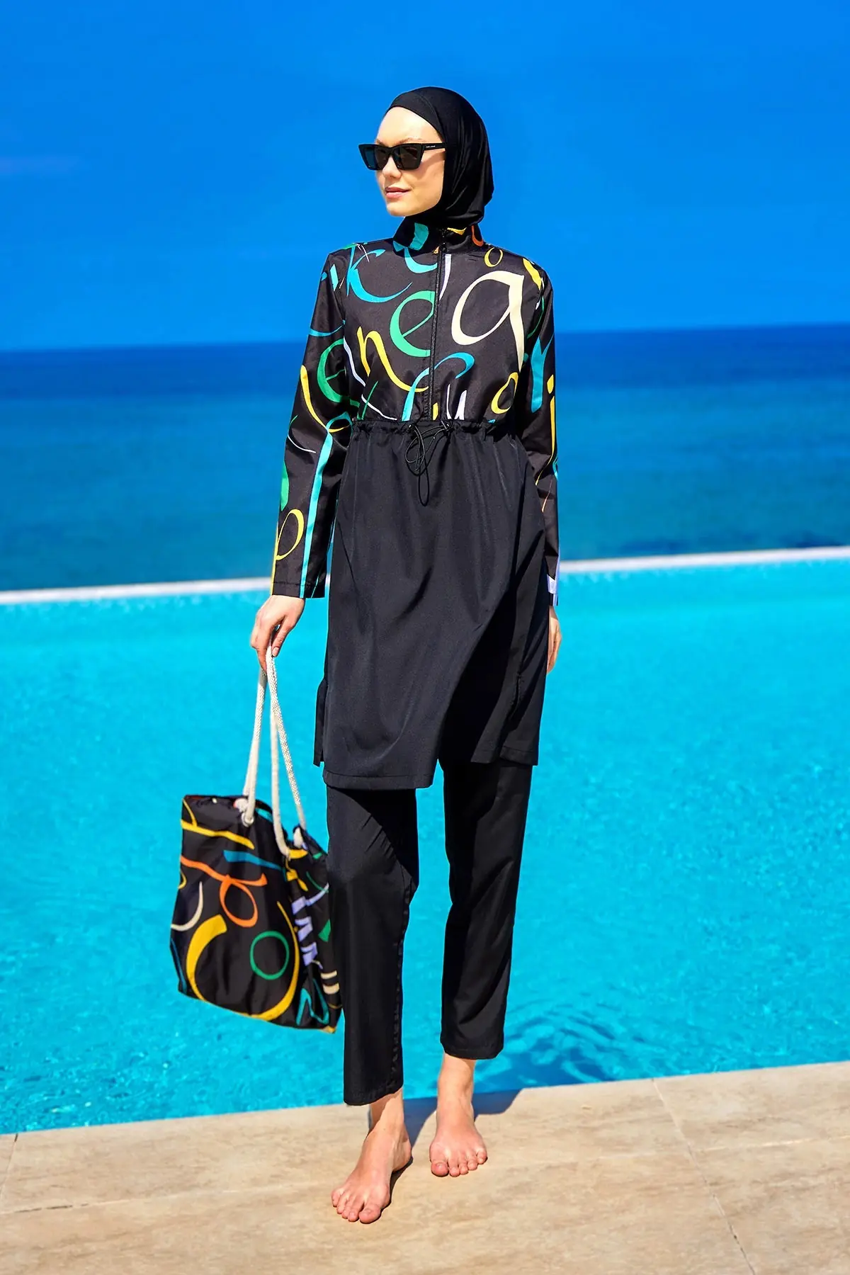 Rivamera Modest Full-Coverage Swimsuit - Black, photo 2