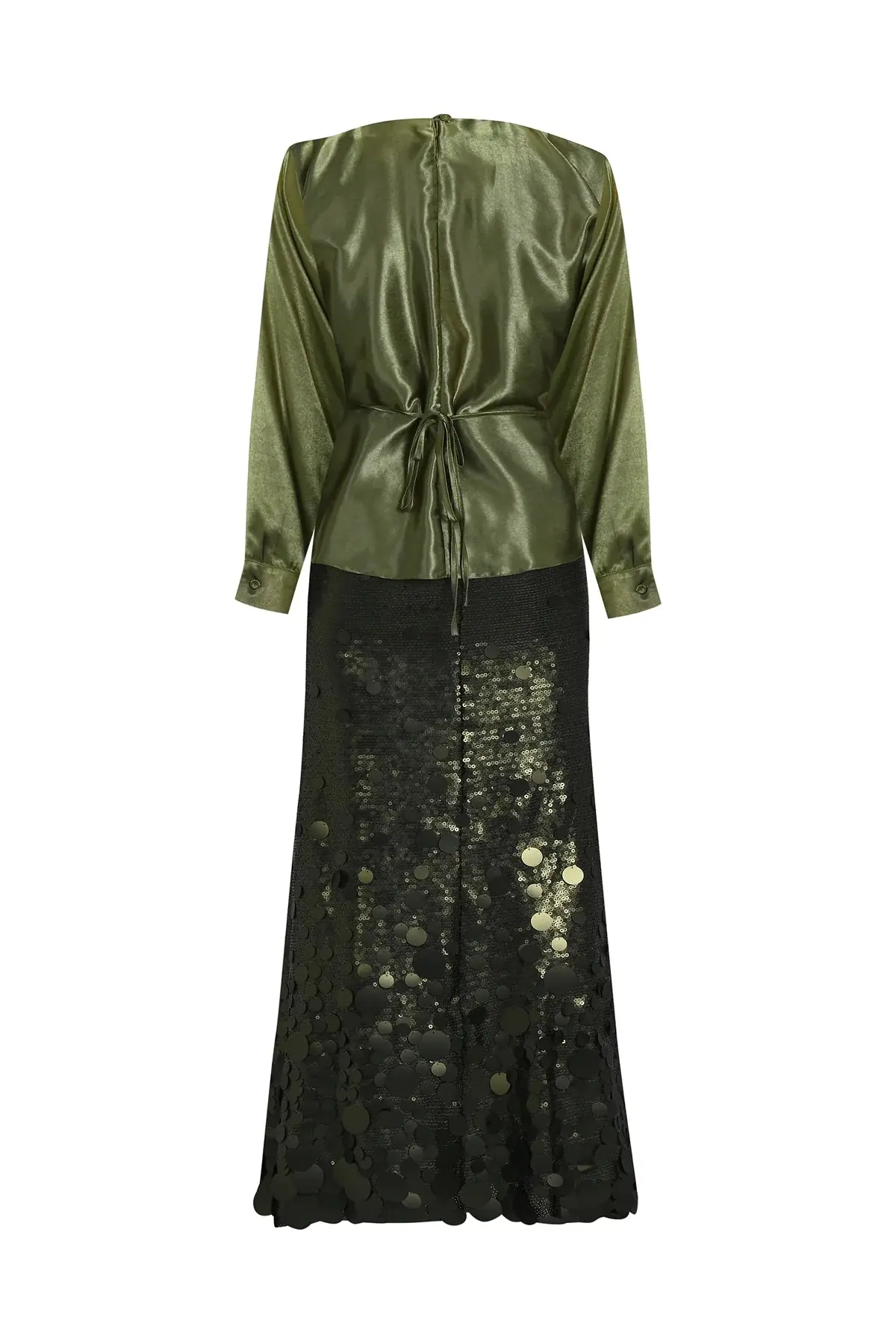 Draped Satin Blouse – Khaki, photo 2