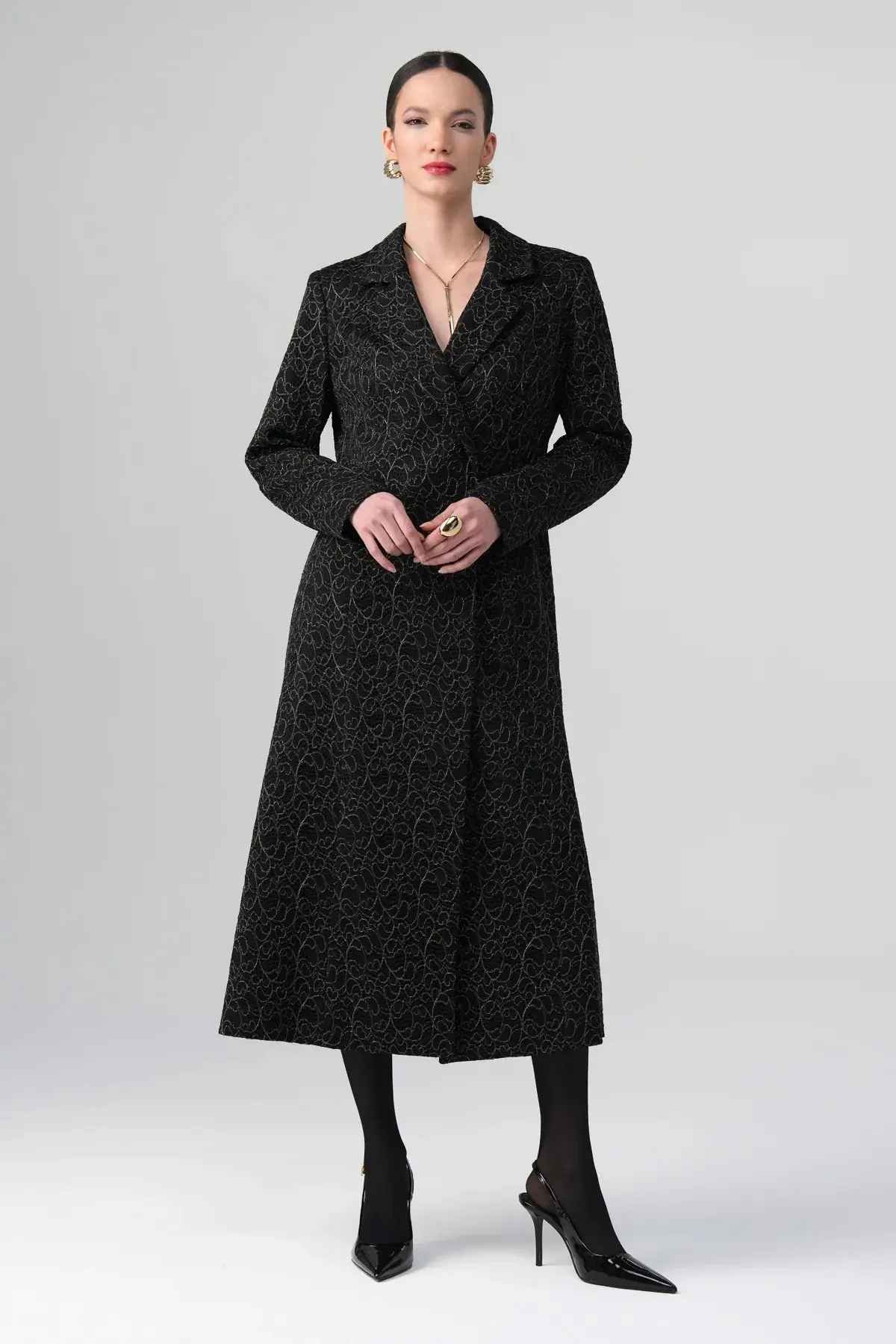 Daphne Lace Single-Button Coat – Black, photo 4
