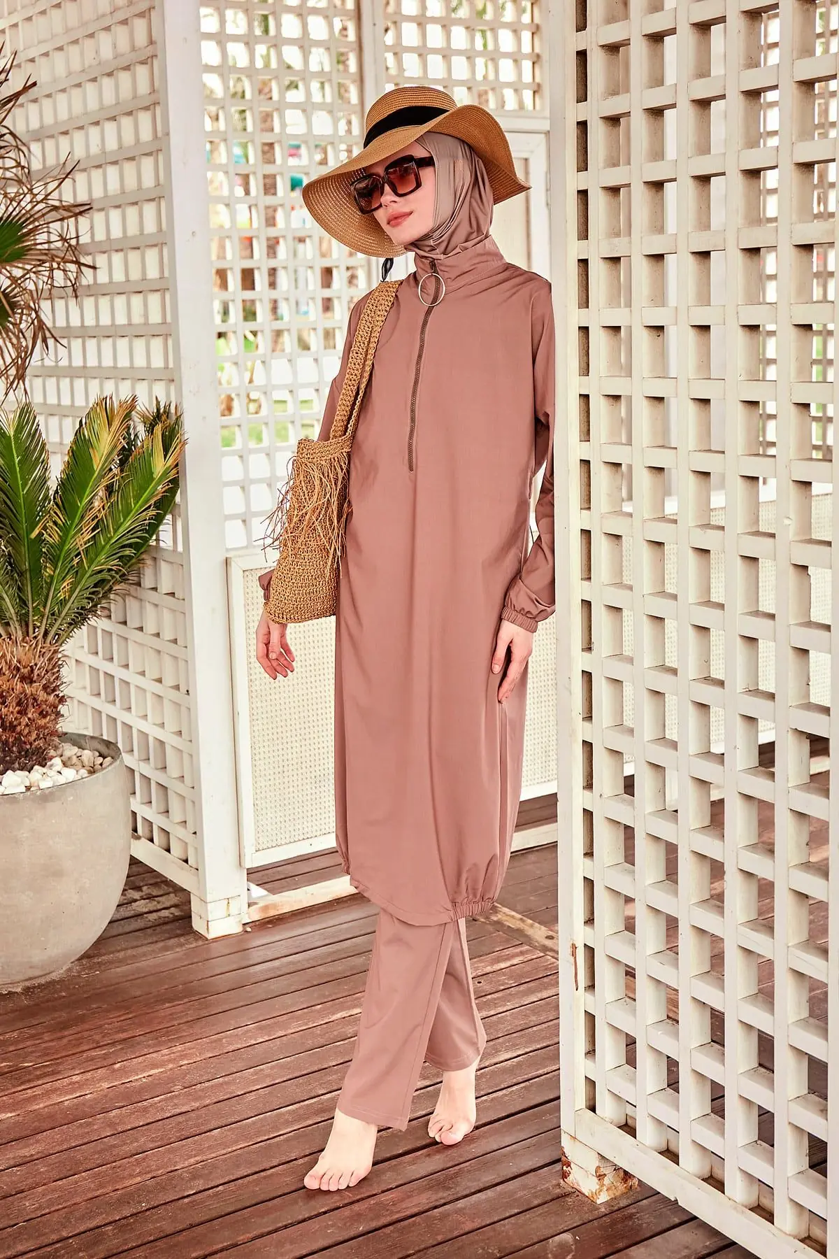 Woven Mink Burkini Modest Swimwear M2405