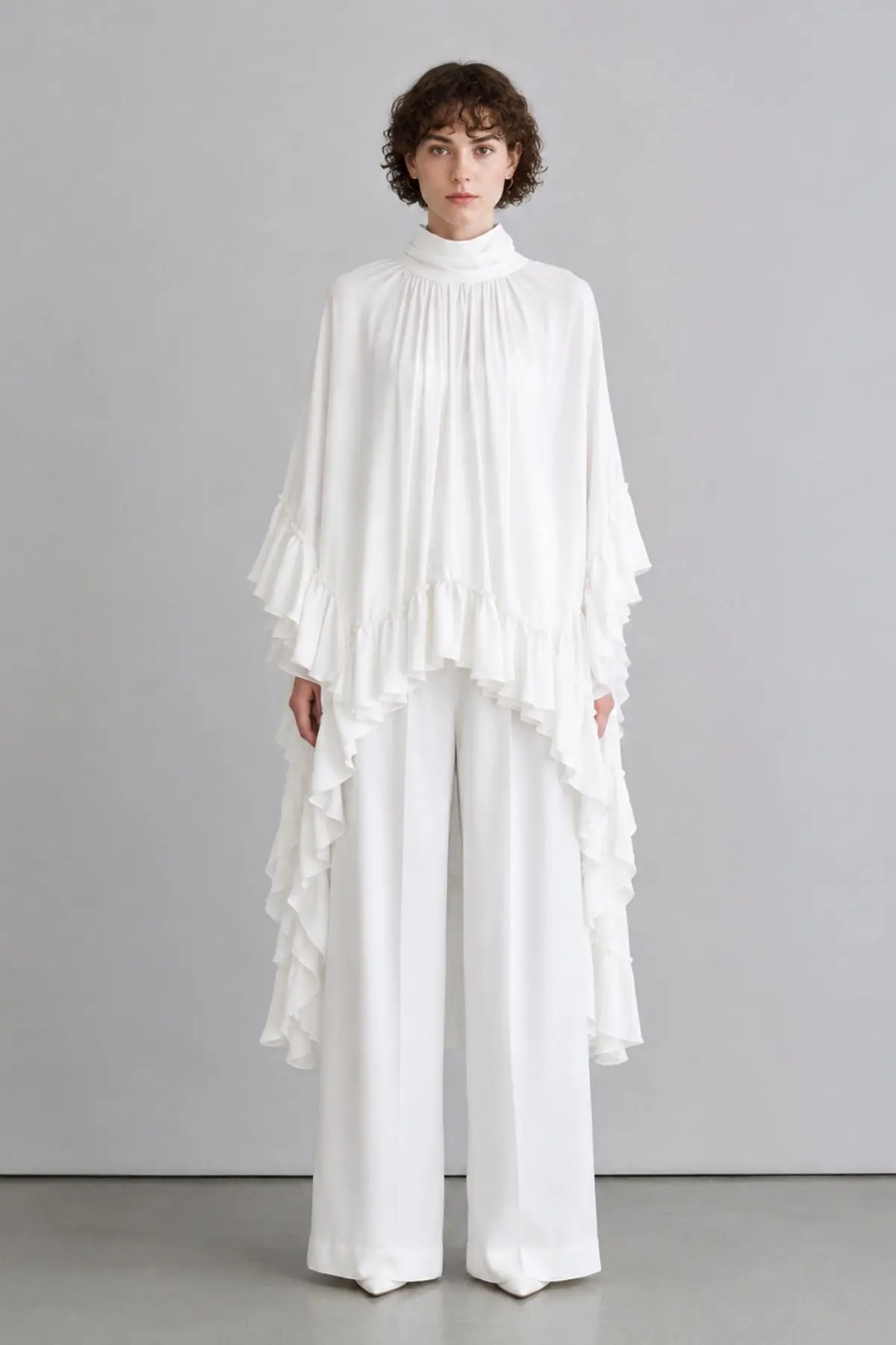 Maria Ruffle Detail Relaxed Tunic - Off-White
