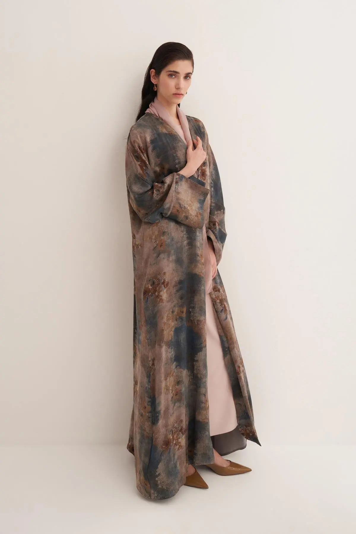 Cupro Flowers Abaya & Scarf Set, photo 2