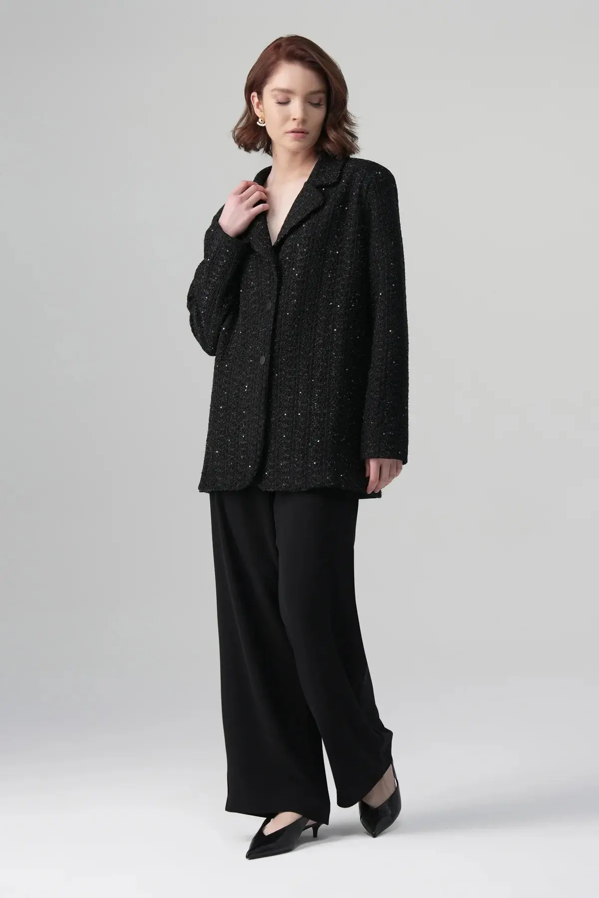 Vera Structured Tweed Blazer – Black, photo 5