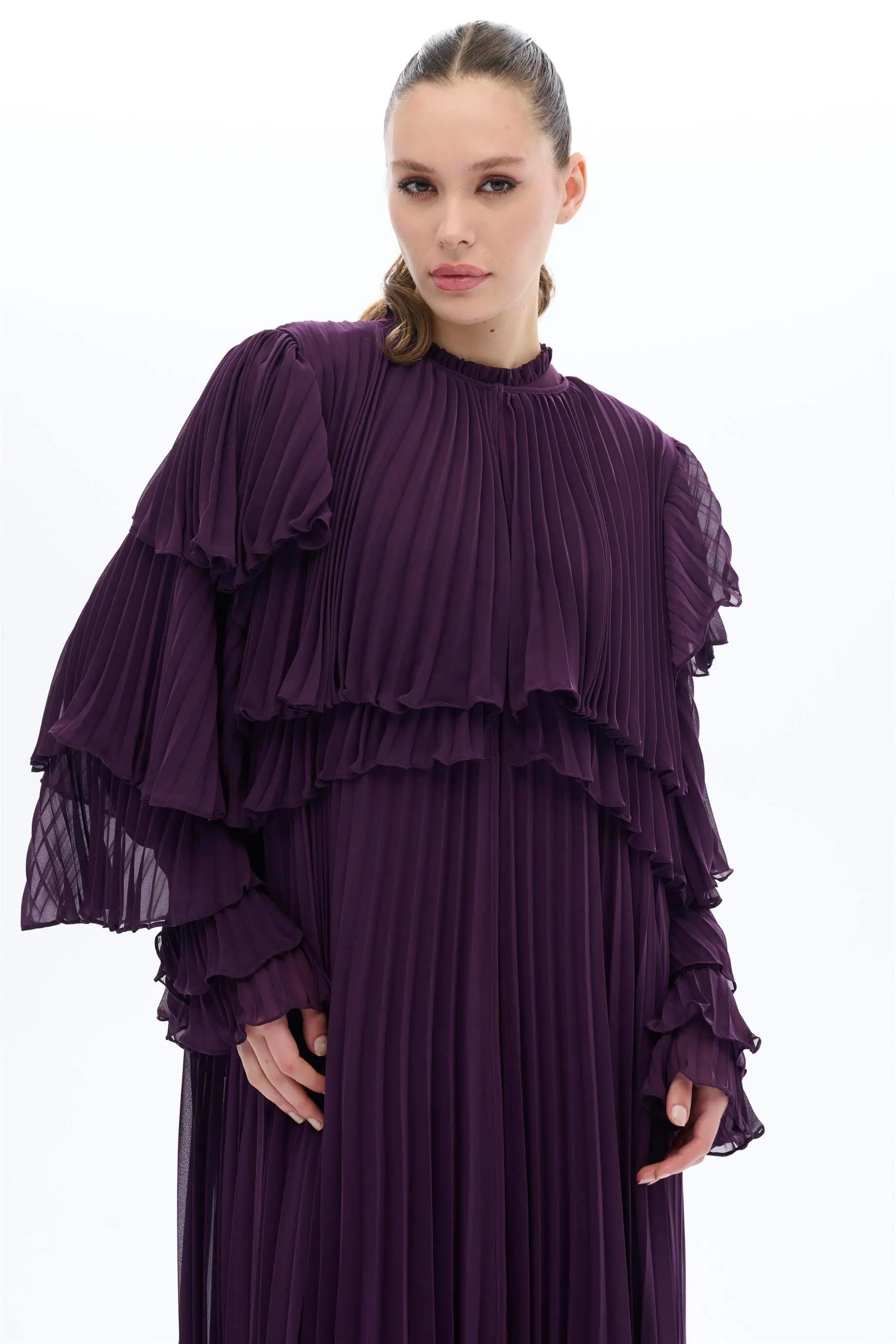 Pleated Layered Dress Set – Purple, photo 2