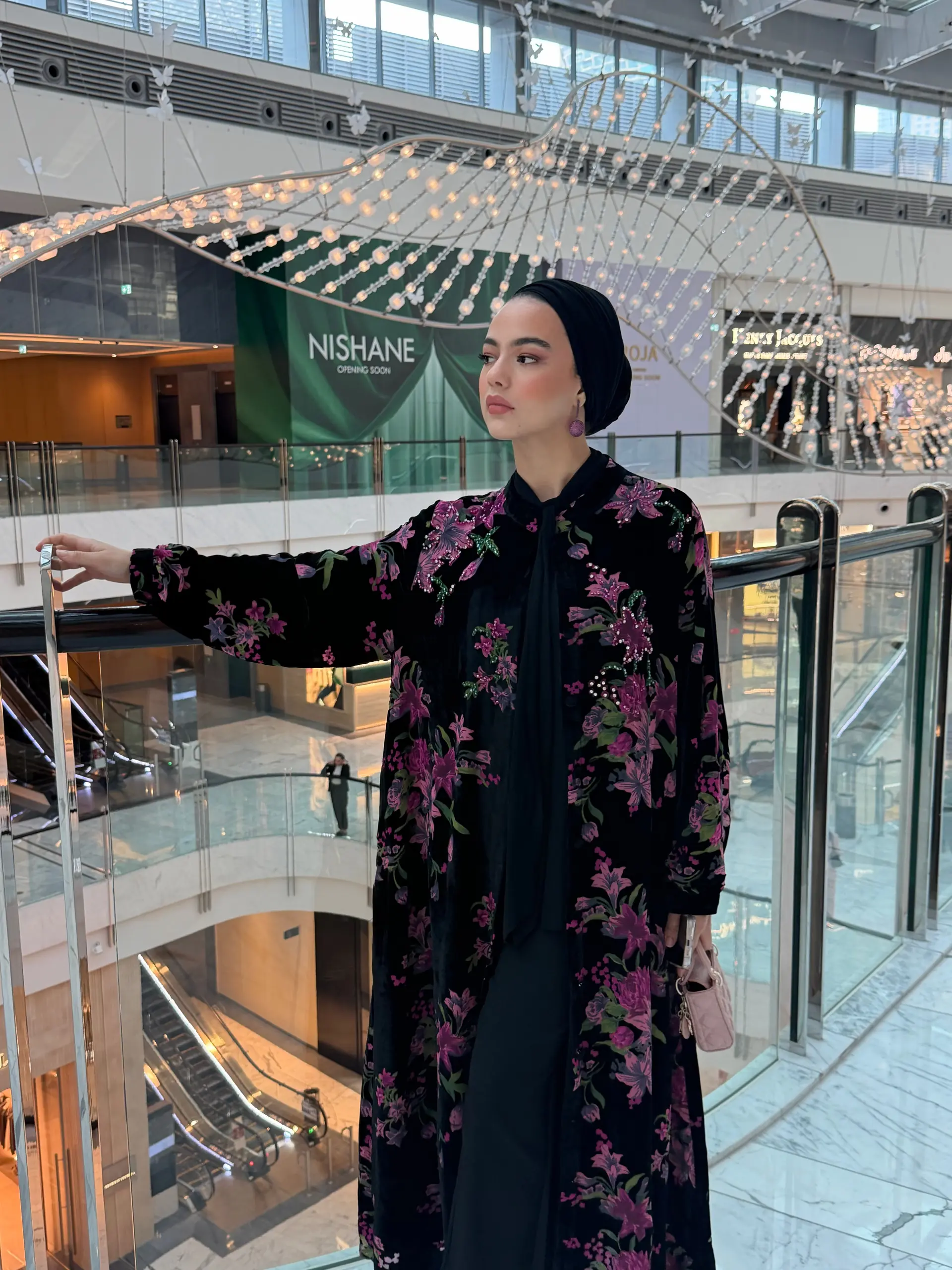 Floral velvet coat dress