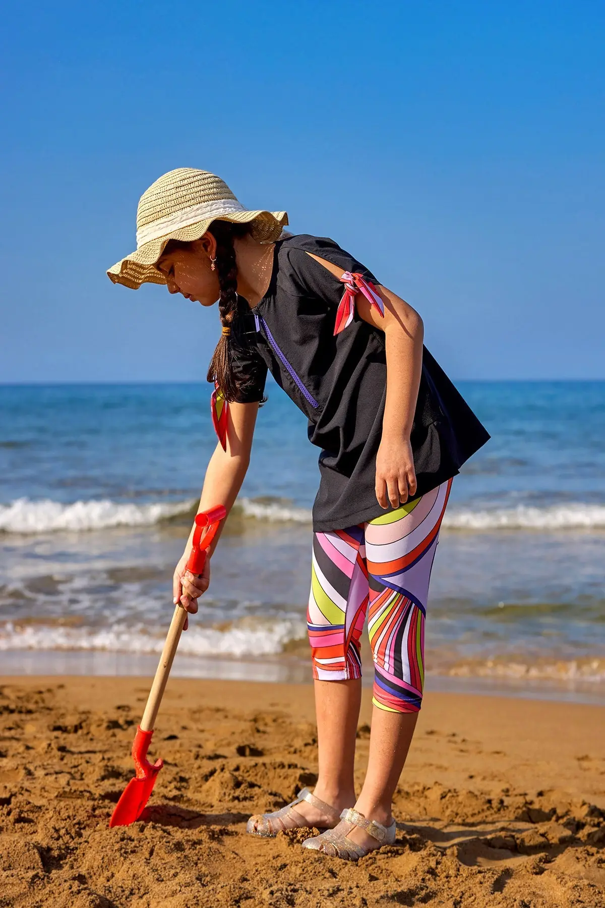 Marina Kids Modest Swimsuit – Black Rainbow, photo 2