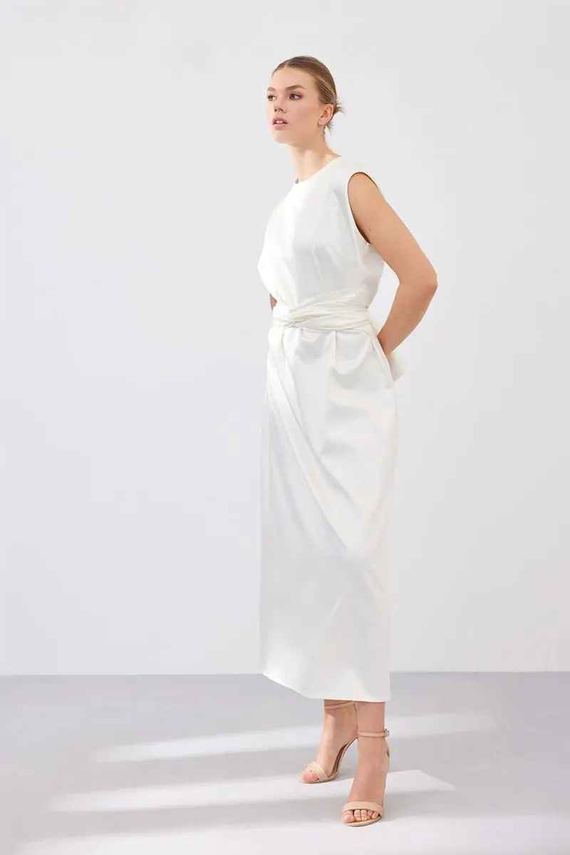 Satin dress - Cream, photo 2
