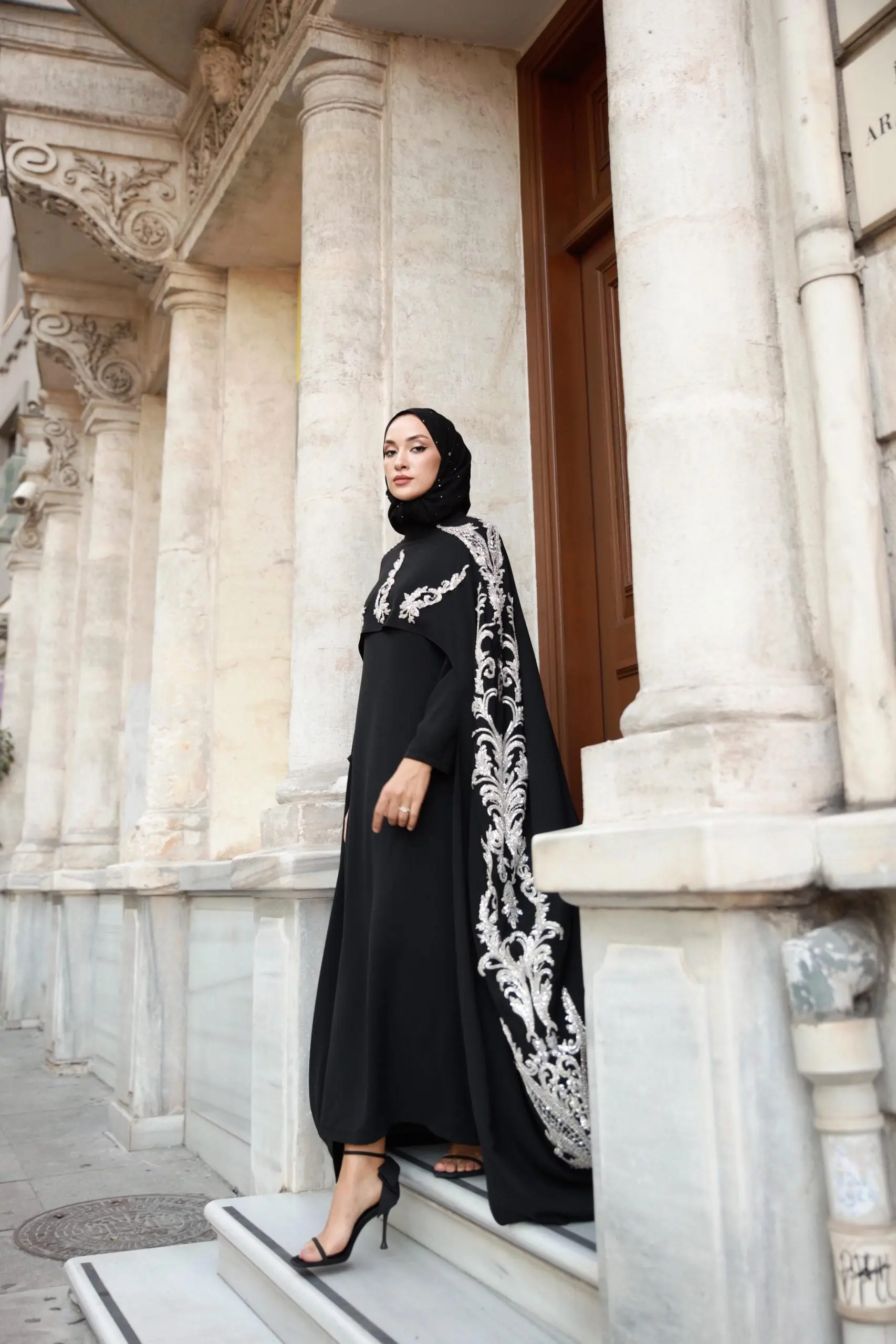 Ophelra Couture Embroidered Crepe Dress – Black, photo 6