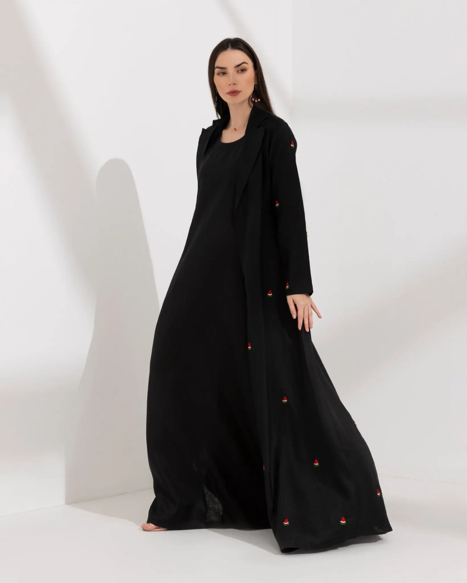 Watermelon Linen Abaya Black, photo 3