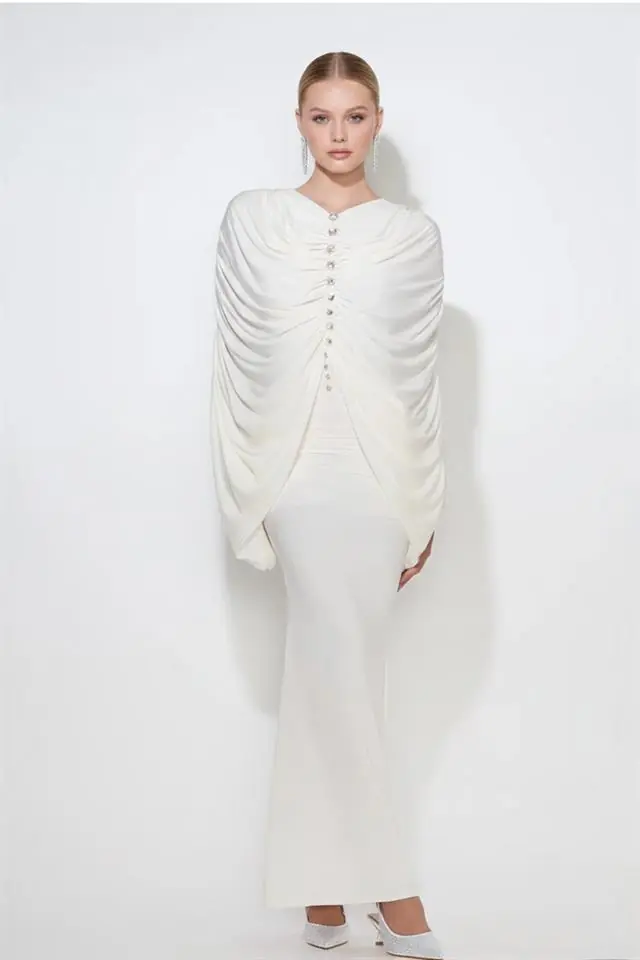 Eirene Draped Dress - Ivory