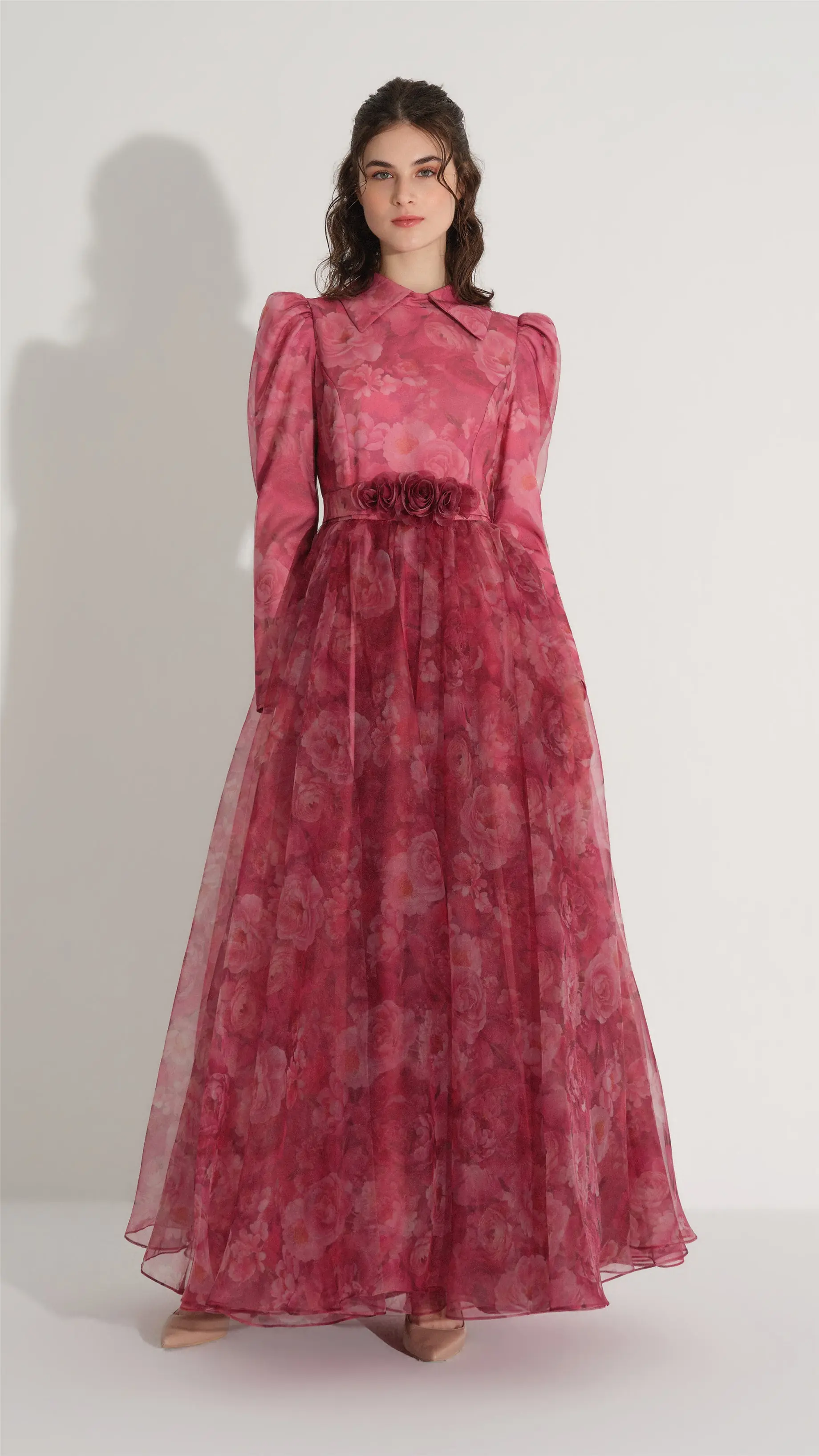 Belted Organza Dress – Fuchsia, photo 4