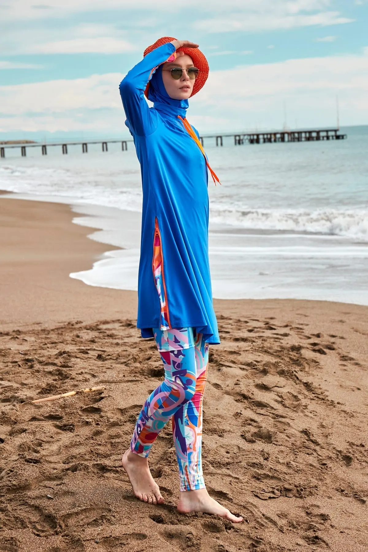 Lycra Royal Blue Burkini Modest Swimwear M2483, photo 3