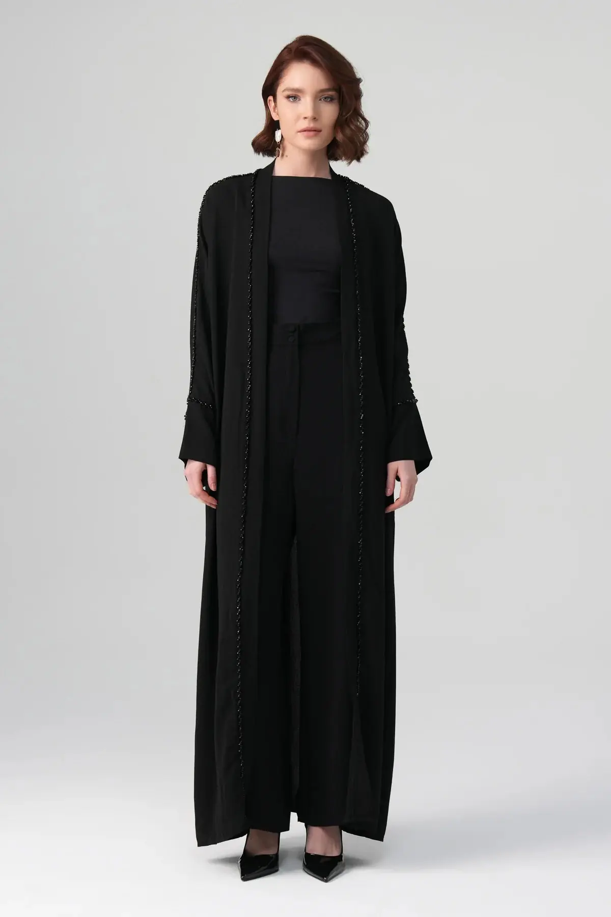 Klara Crystal-Embellished Abaya – Black
