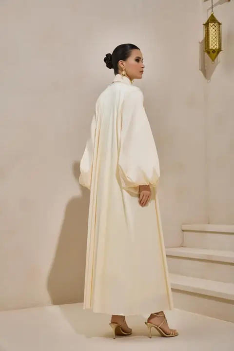 Taffeta Palm Abaya - Cream, photo 3