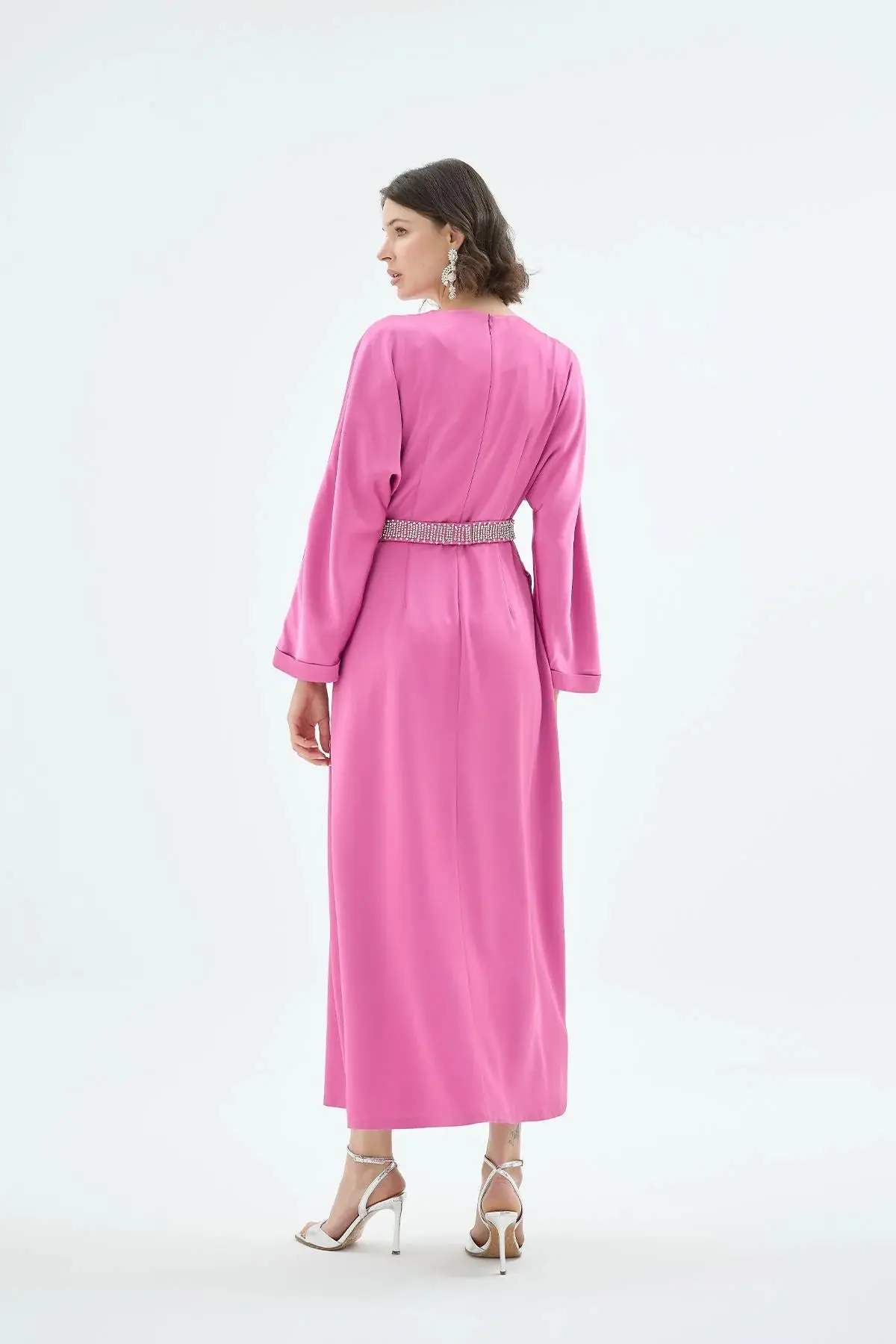 Reyna Draped Belted Dress – Fuchsia, photo 5