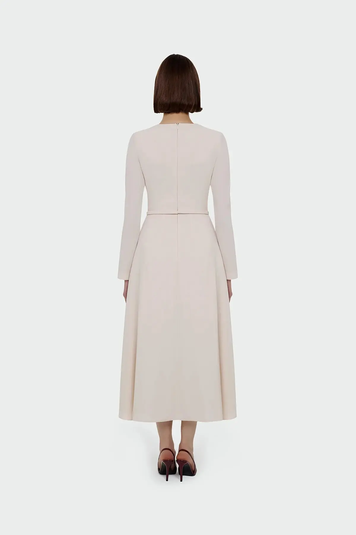 Pleated Belted Maxi Dress – Cream, photo 4