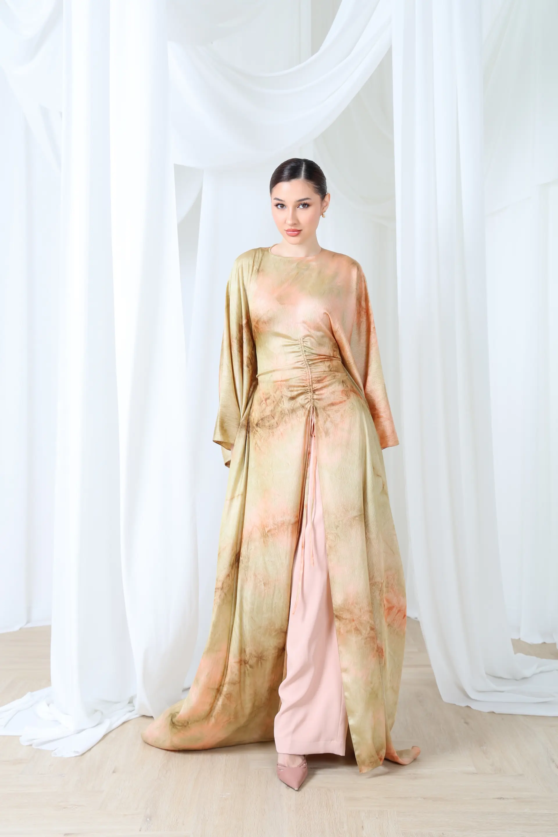 Desert Rose Satin Tie-Dye Kaftan Set, photo 2