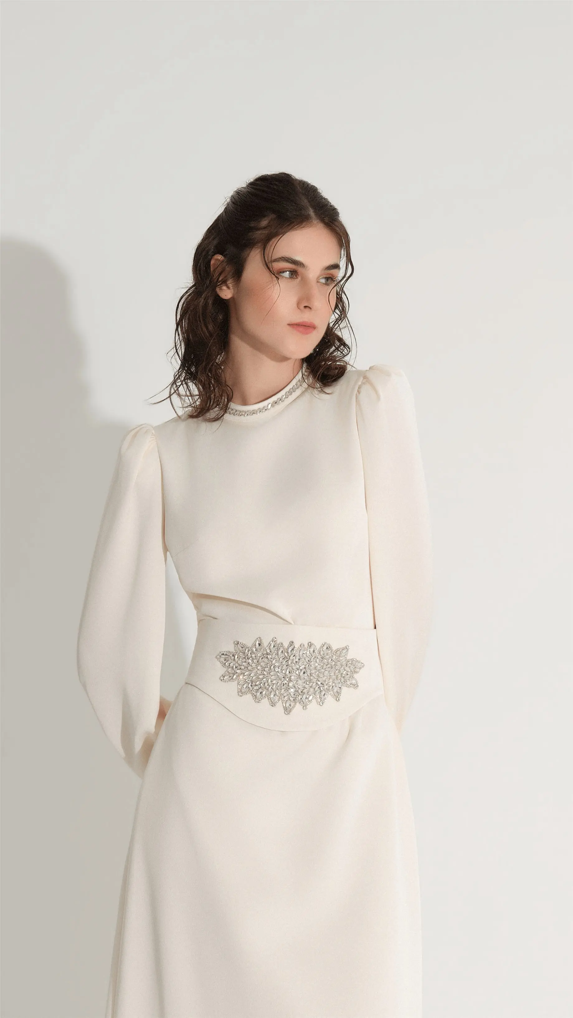 Embellished Corset Dress – Ecru, photo 3