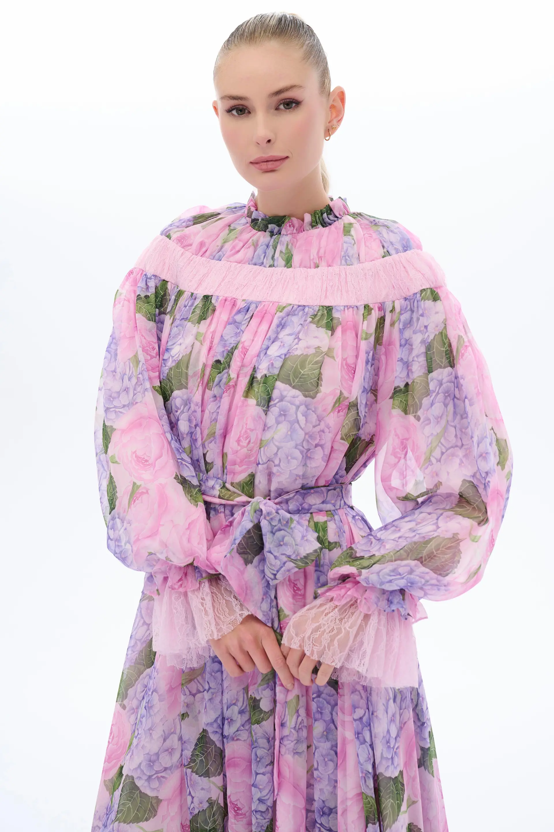 Floral Patterned Ethnic Dress in Lilac, photo 2