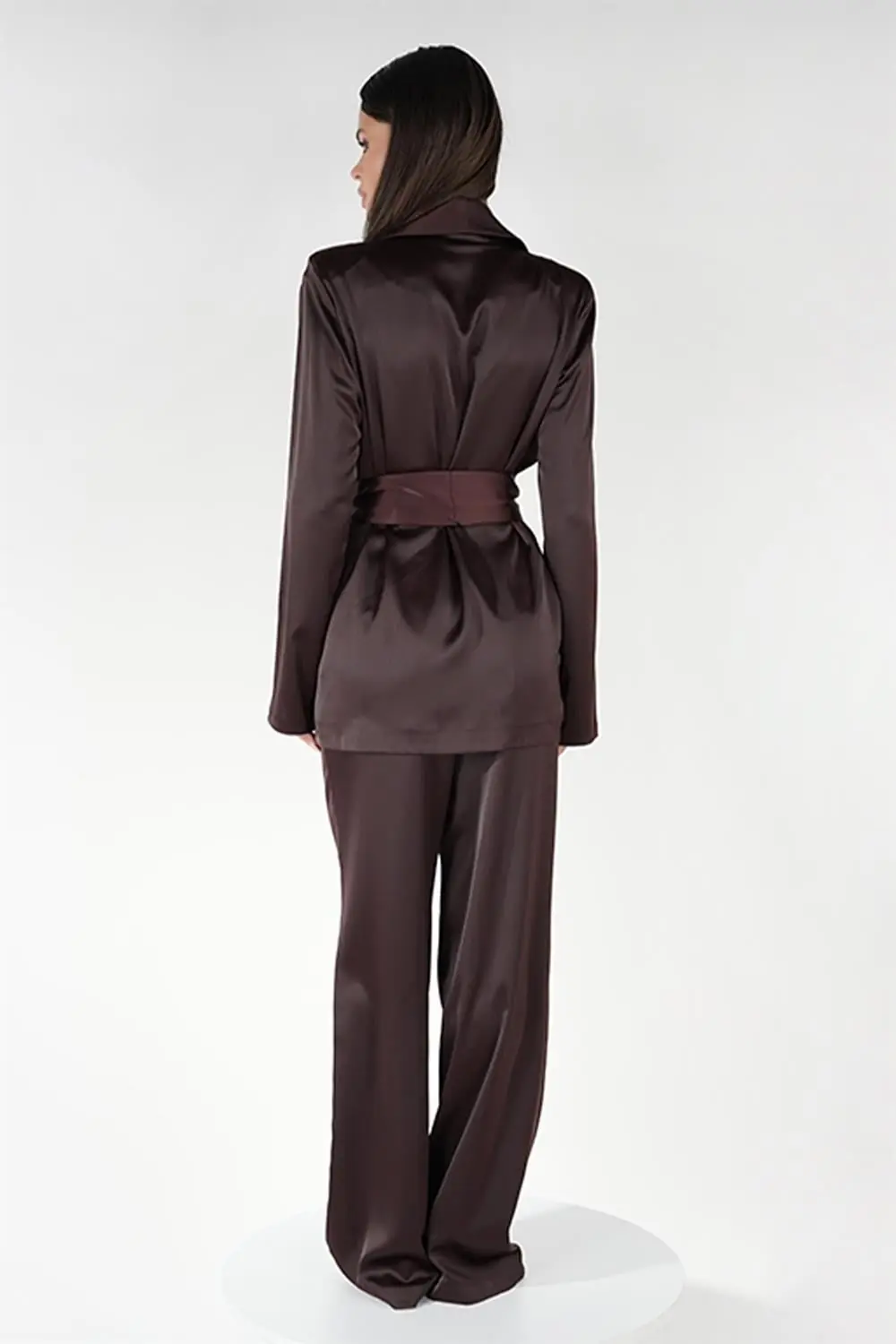 Satin Ember Belted Set – Brown, photo 4