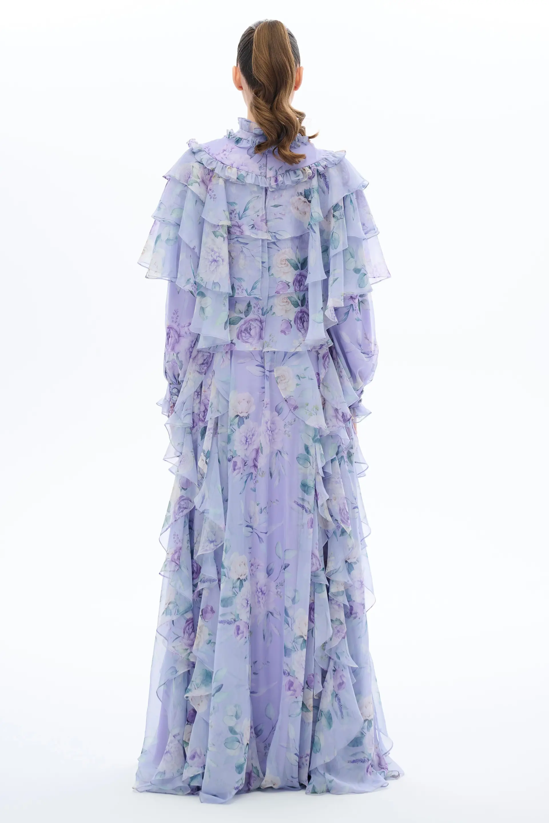 Gathered Shoulder & Side-Ruffle Dress – Lilac, photo 4